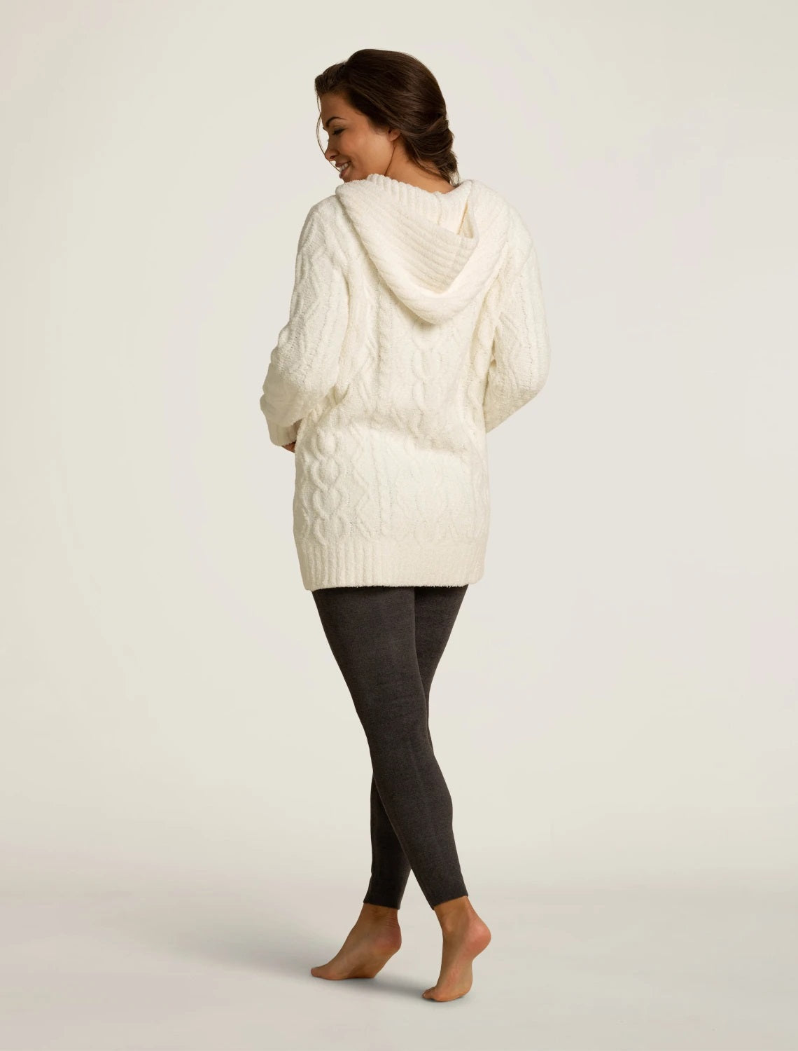 Barefoot Dreams CozyChic Zig Zag Cable Hoodie, Pearl – Sisters