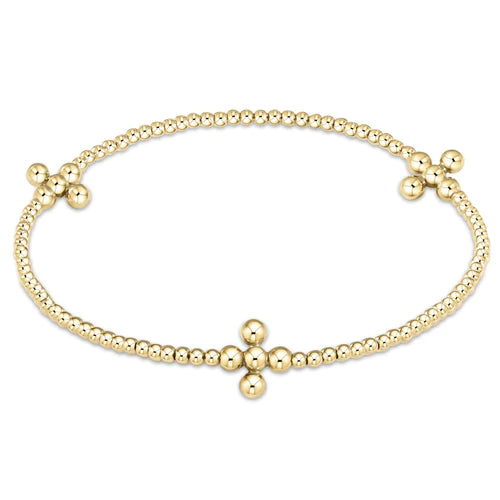 enewton | Signature Cross Gold Pattern 2mm Bead Bracelet