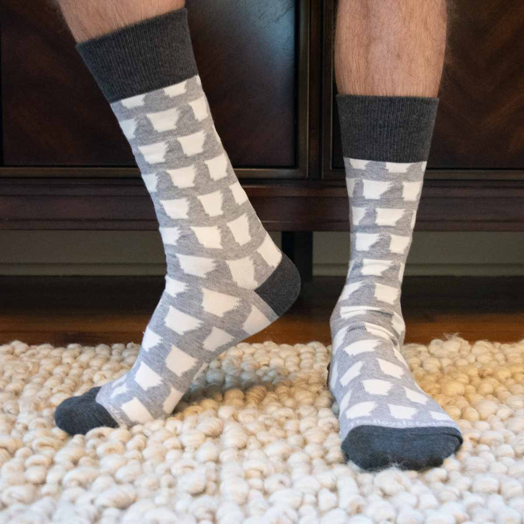 Men's Arkansas Pride Socks, Gray/White