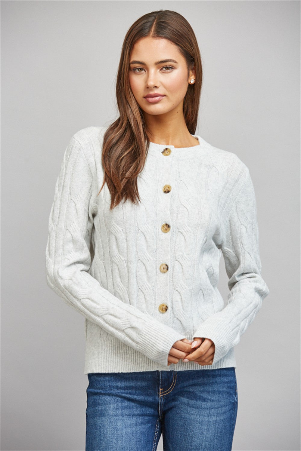 Cable Knit Button Closure Cardigan