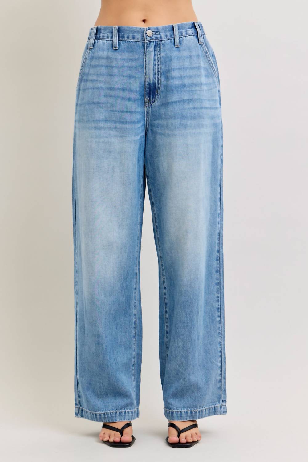 High Waisted Featherweight Baggy Elasticated Waist Band Jean