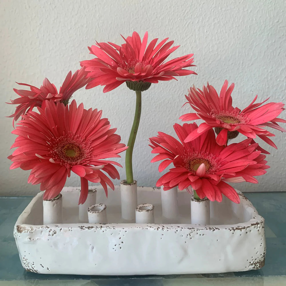 White 8-Hole Ceramic Boat Tulipiere