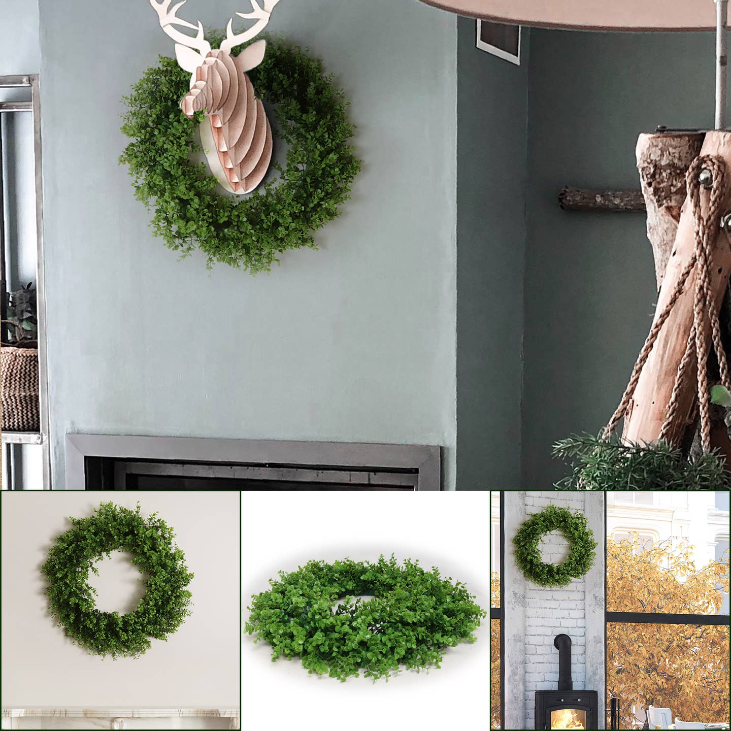 24” Artificial Boxwood Wreath