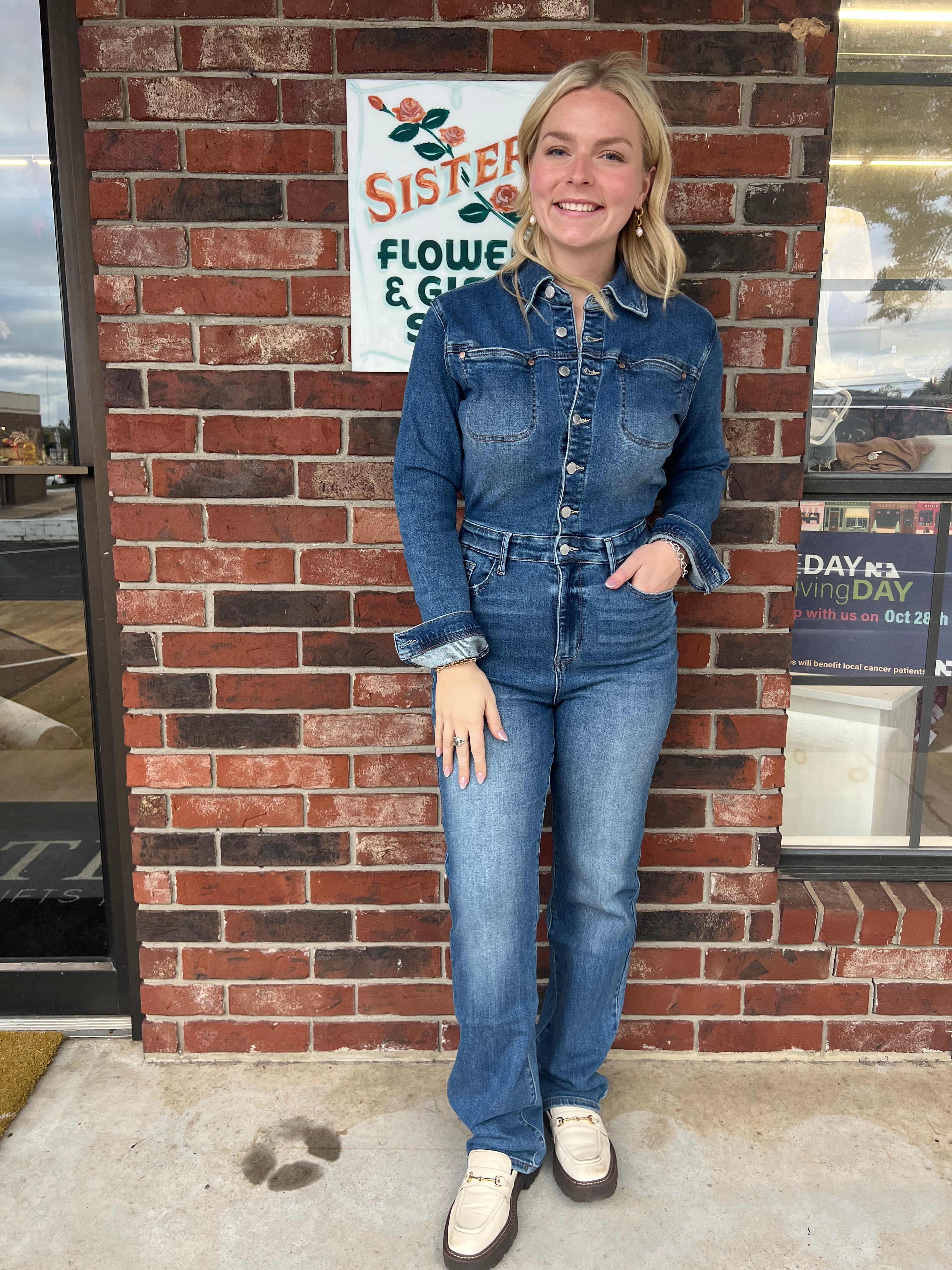 Judy Blue | Denim Long Sleeve Jumpsuit Slim Straight