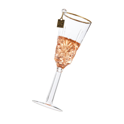 6" Pink Champagne Ornament