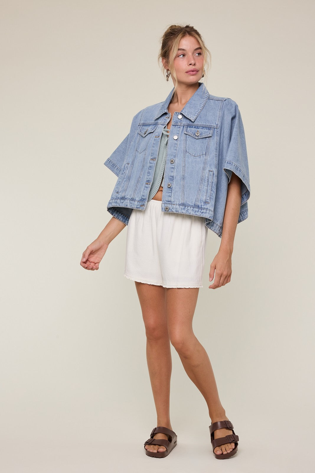 Denim Poncho Jacket
