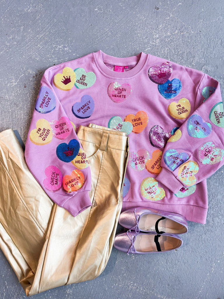 Queen of Sparkles | Sequin Conversation Heart Sweatshirt