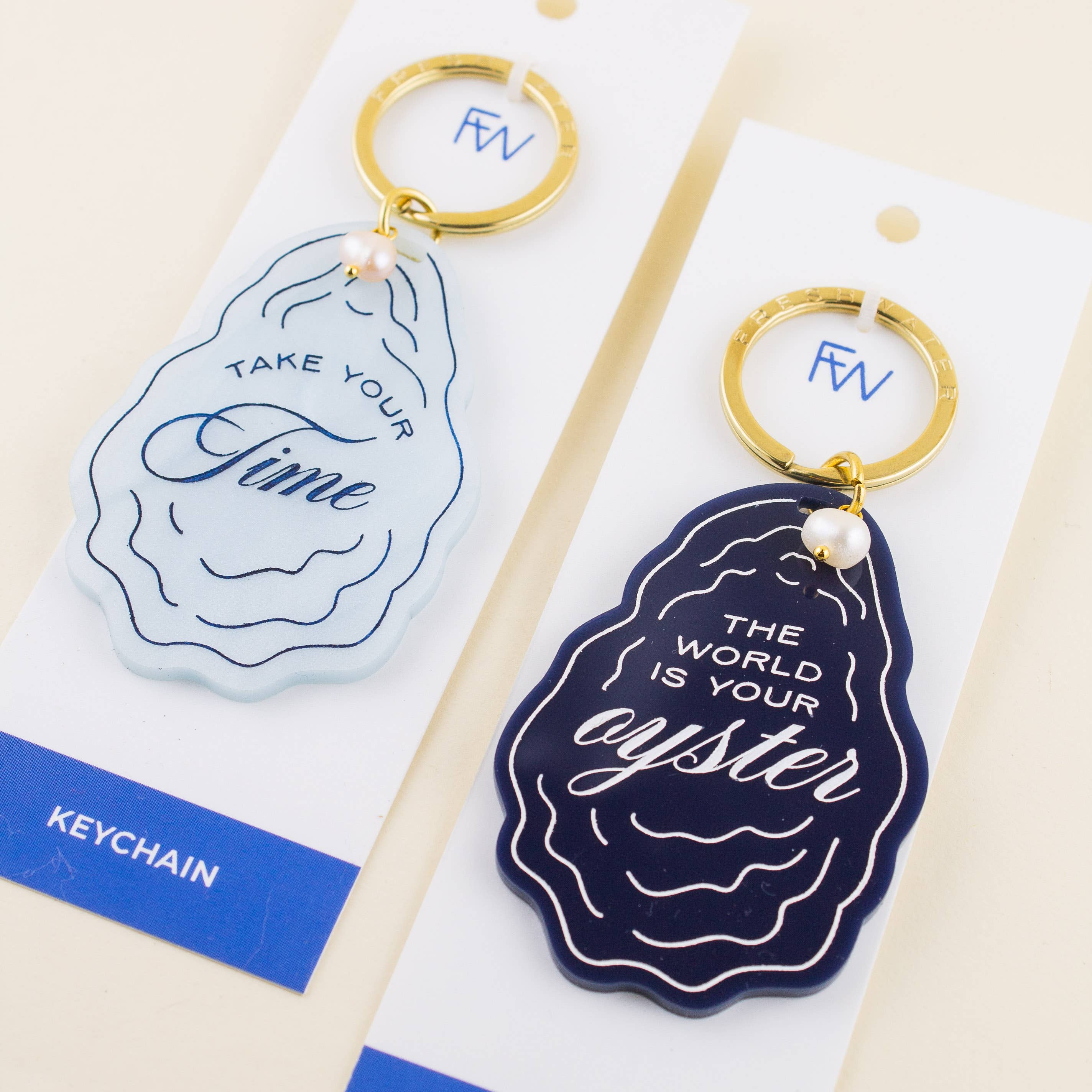 World is Your Oyster + Pearl Charm Keychain