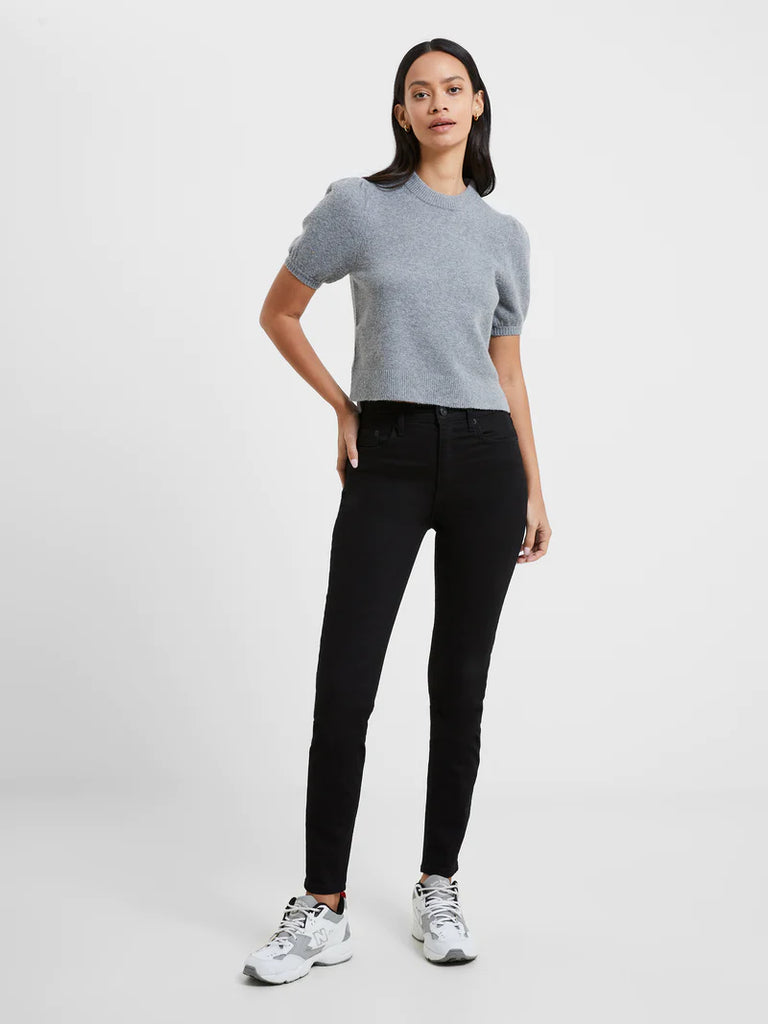 French Connection | Vhari Ribbed Short Sleeve Sweater, Medium Grey