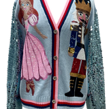 Queen of Sparkles | Light Blue Nutcracker And Clara Sequin Sleeve Cardigan