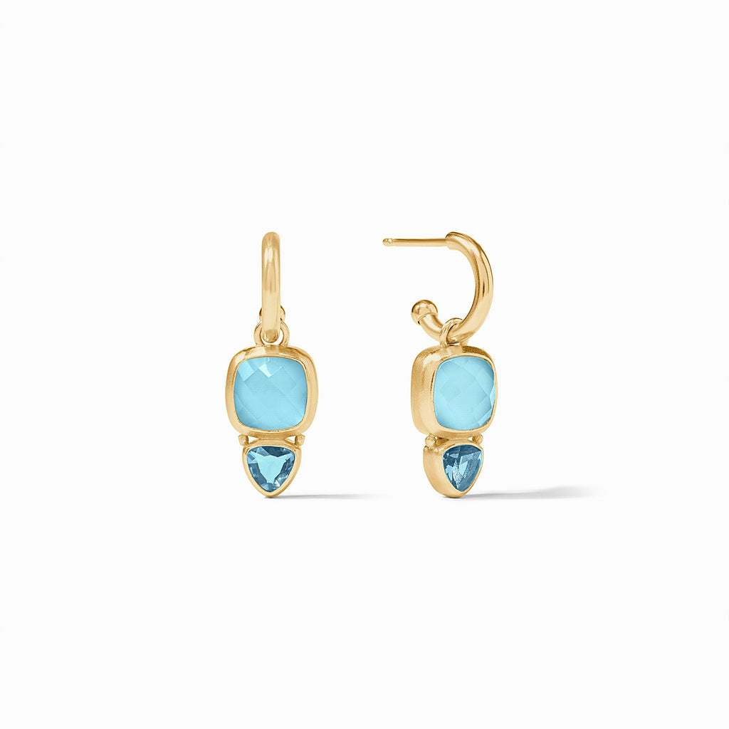 Julie Vos | Aquitaine Duo Hoop & Charm Earring, Iridescent Capri Blue