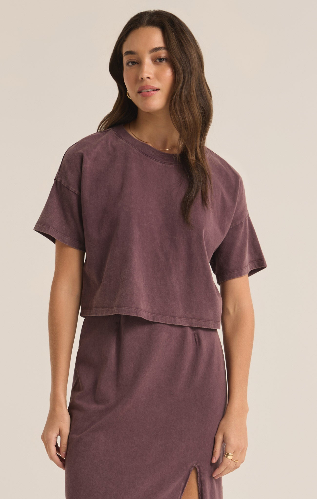 Z Supply | Sway Cropped Tee, Cocoa Berry
