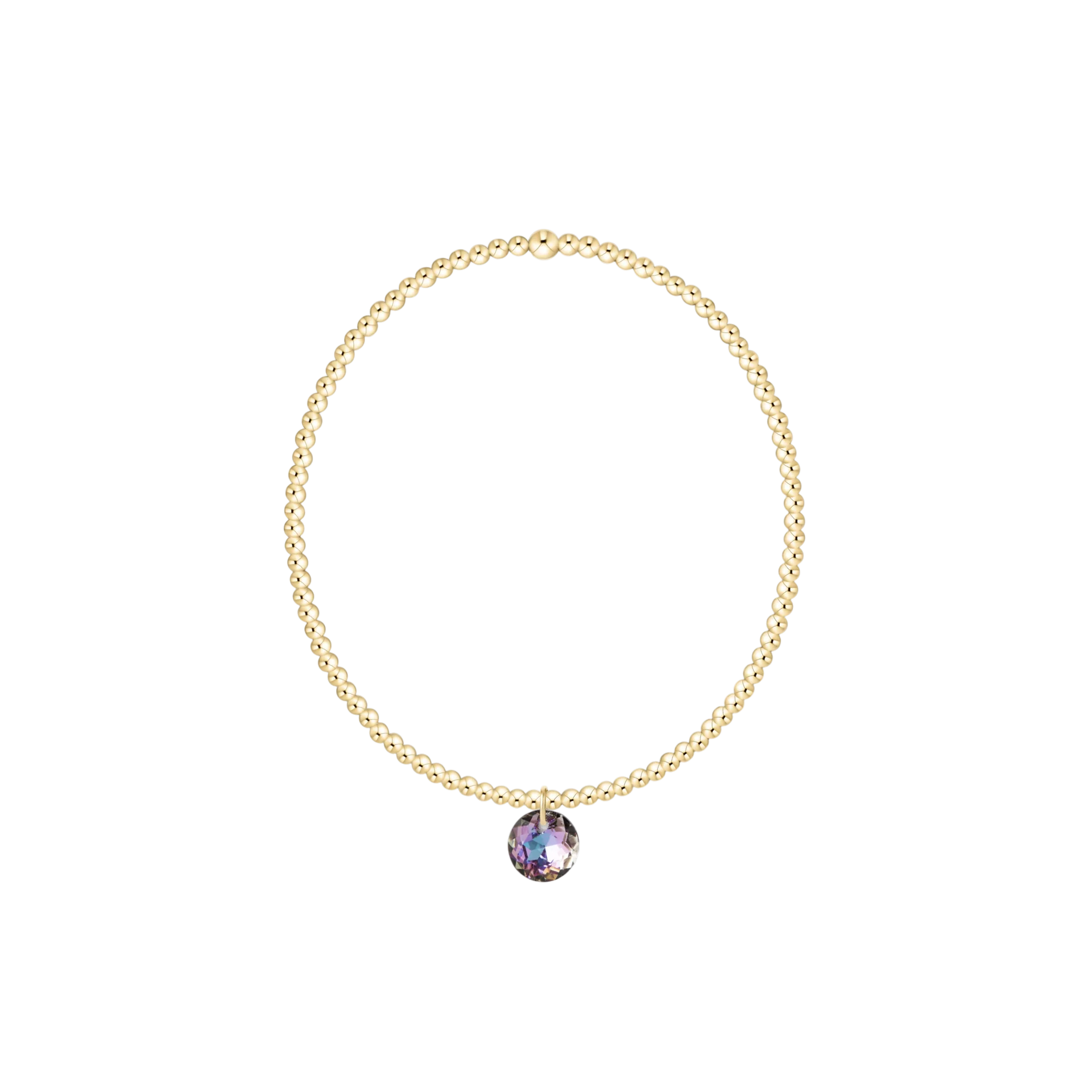 Classic Gold 2mm Bracelet, Reflection Small Charm