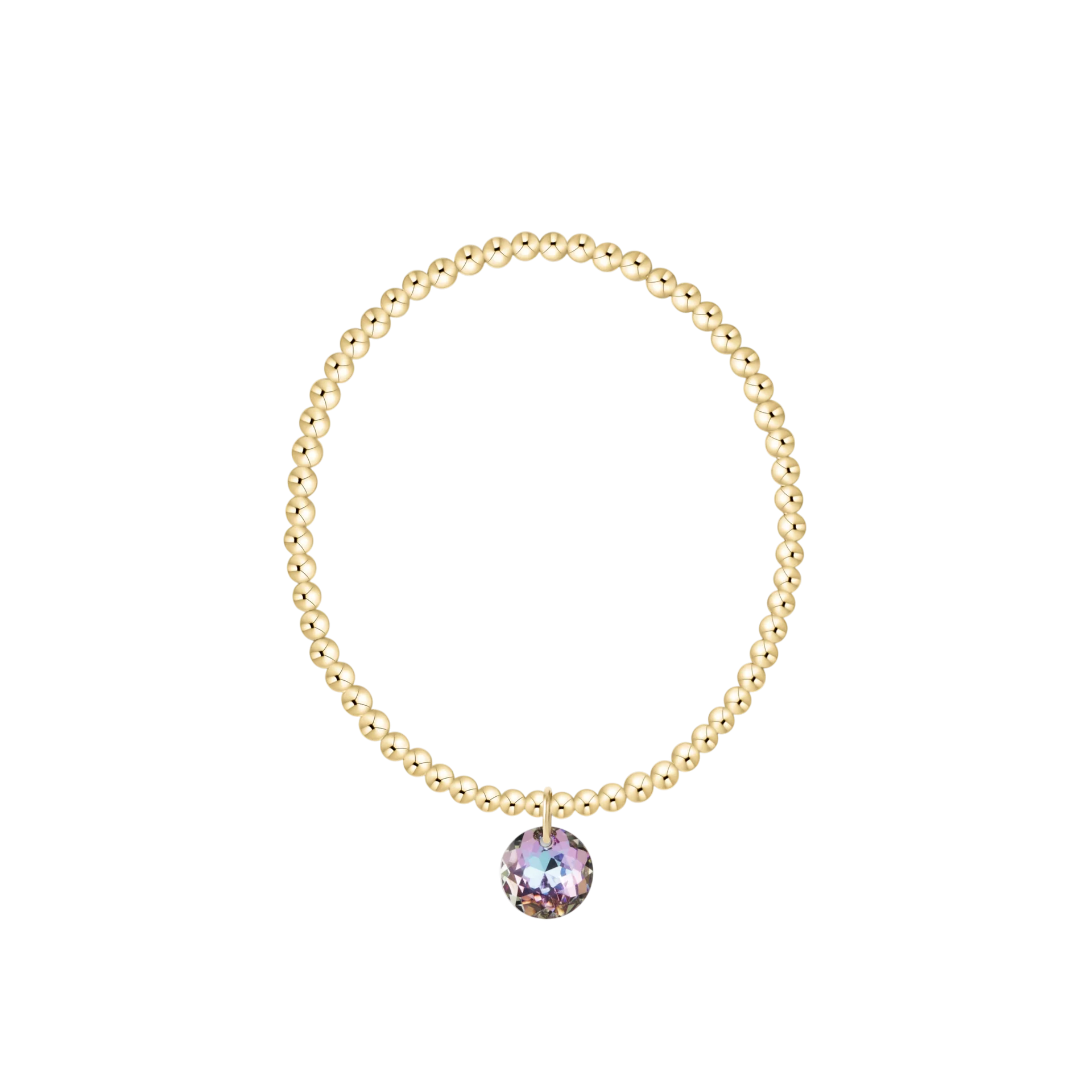 Classic Gold 3mm Bracelet, Reflection Charm