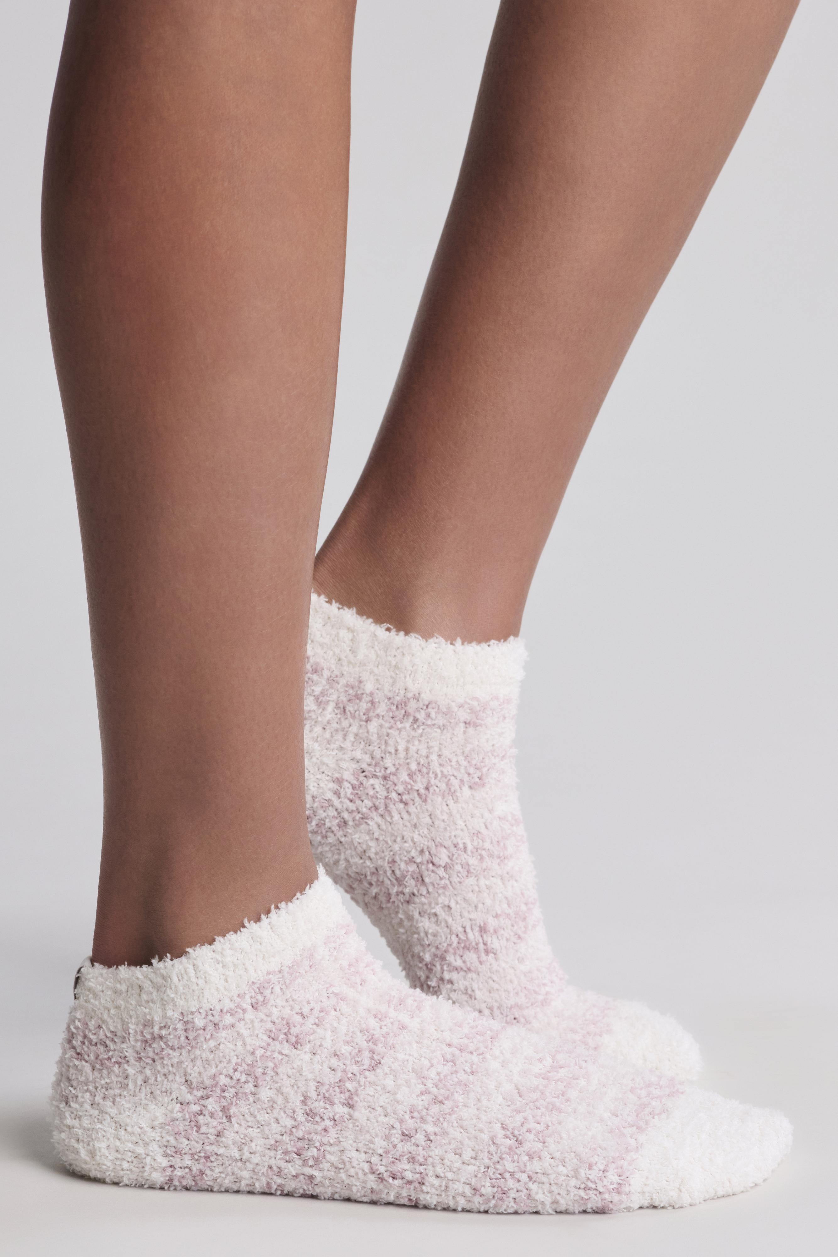 CozyChic Heathered Stripe Ankle Sock Set