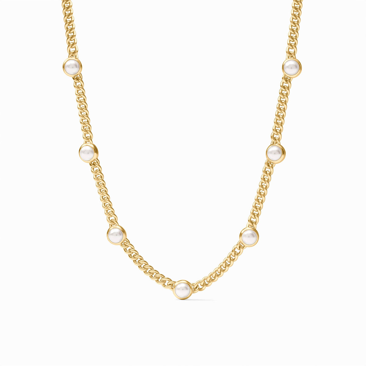 Gold Dolce Delicate Station Necklace, Pearl