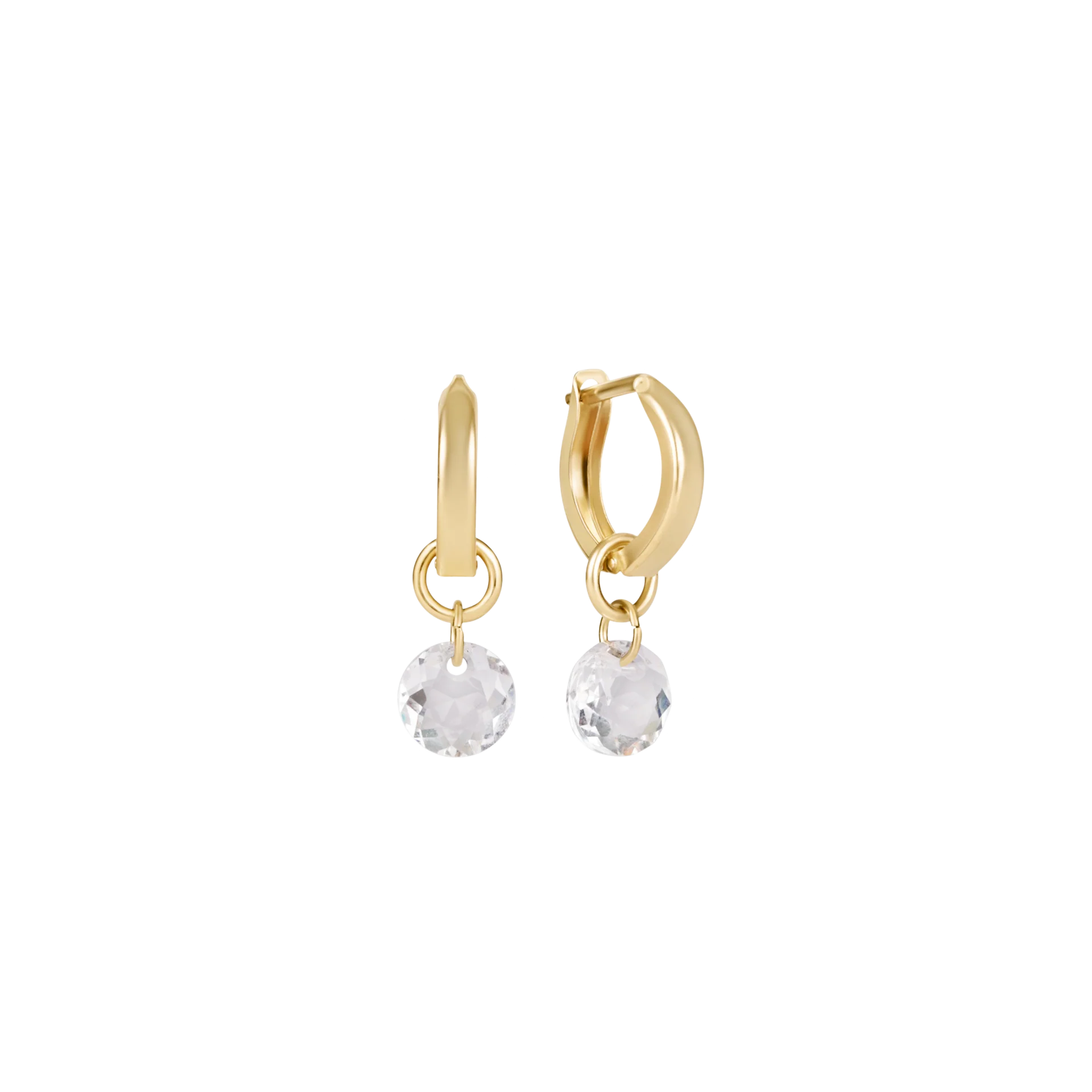 Huggie Gold 0.5" Hoop, Reflection Small Charm