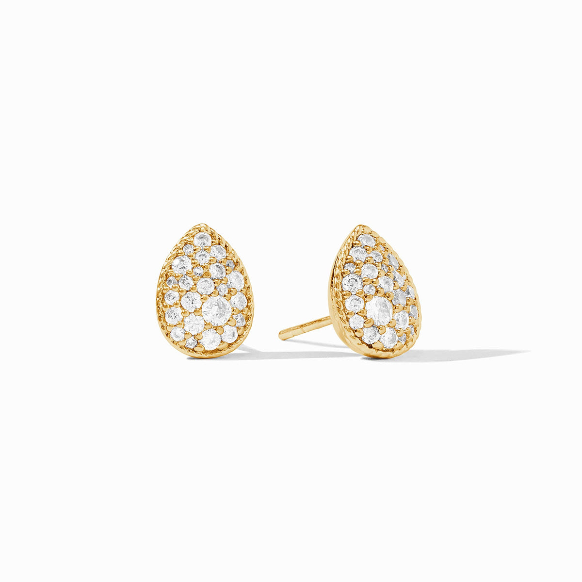 Gold Pave Teardrop Stud