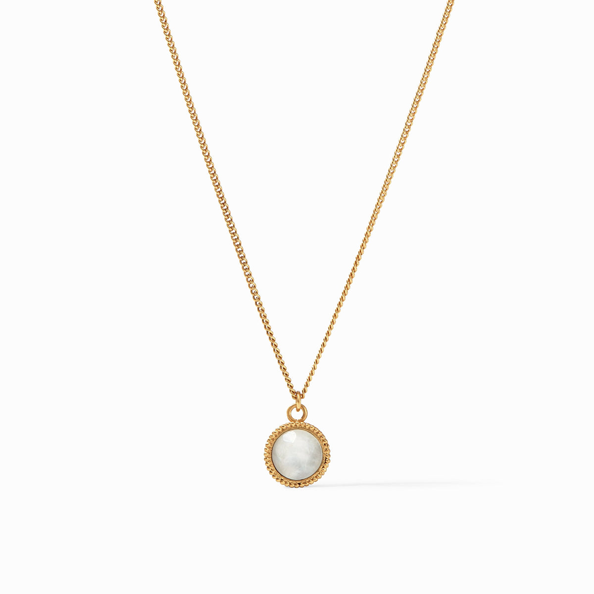 Gold Fleur-De-Lis Solitare Necklace, Iridescent Clear Crystal
