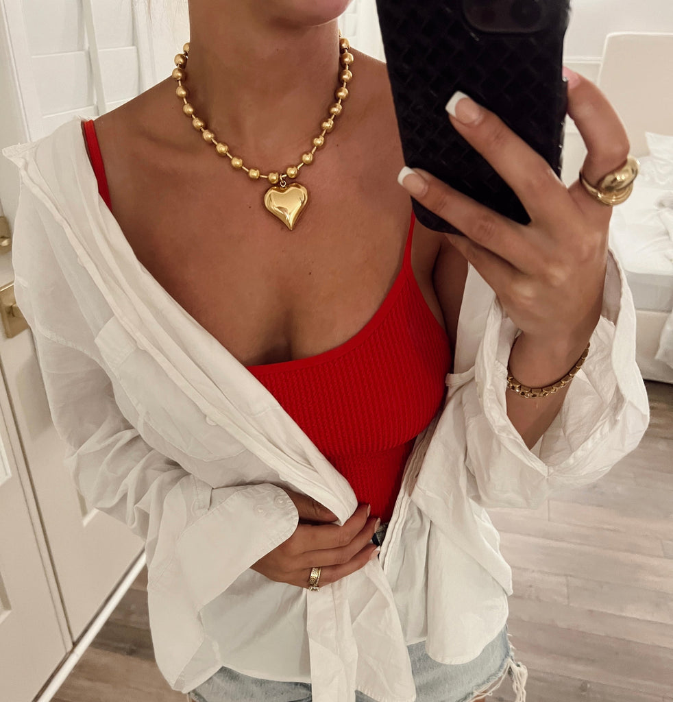 Chunky Heart Necklace, Gold