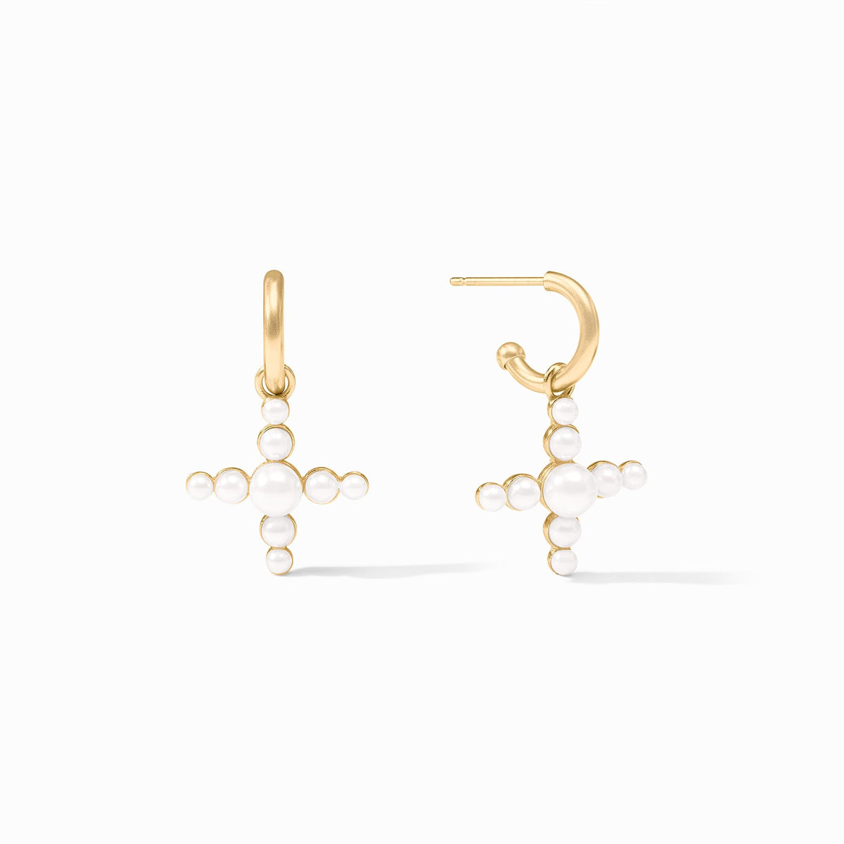 Gold Gumdrop Cross Hoop & Charm Earring