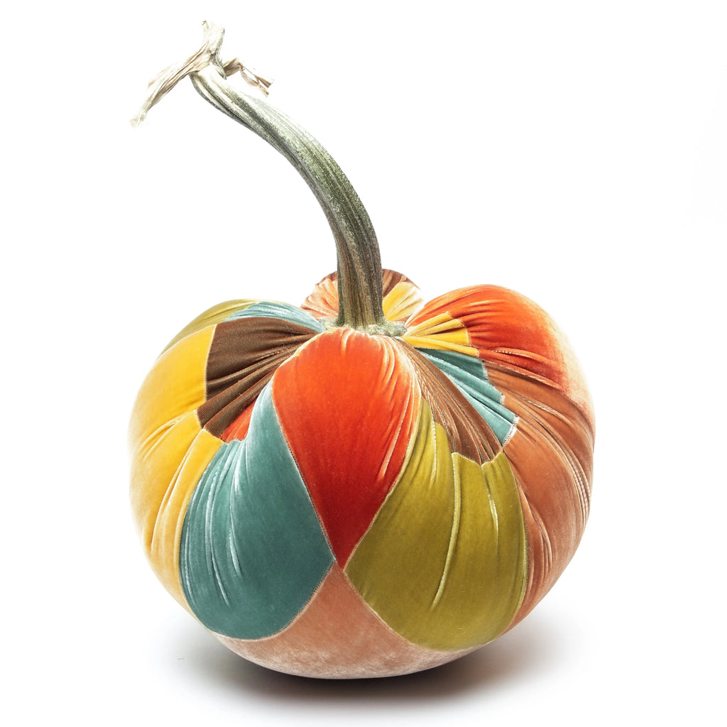 Hot Skwash | 12"  Velvet Pumpkin, Harvest Patchwork