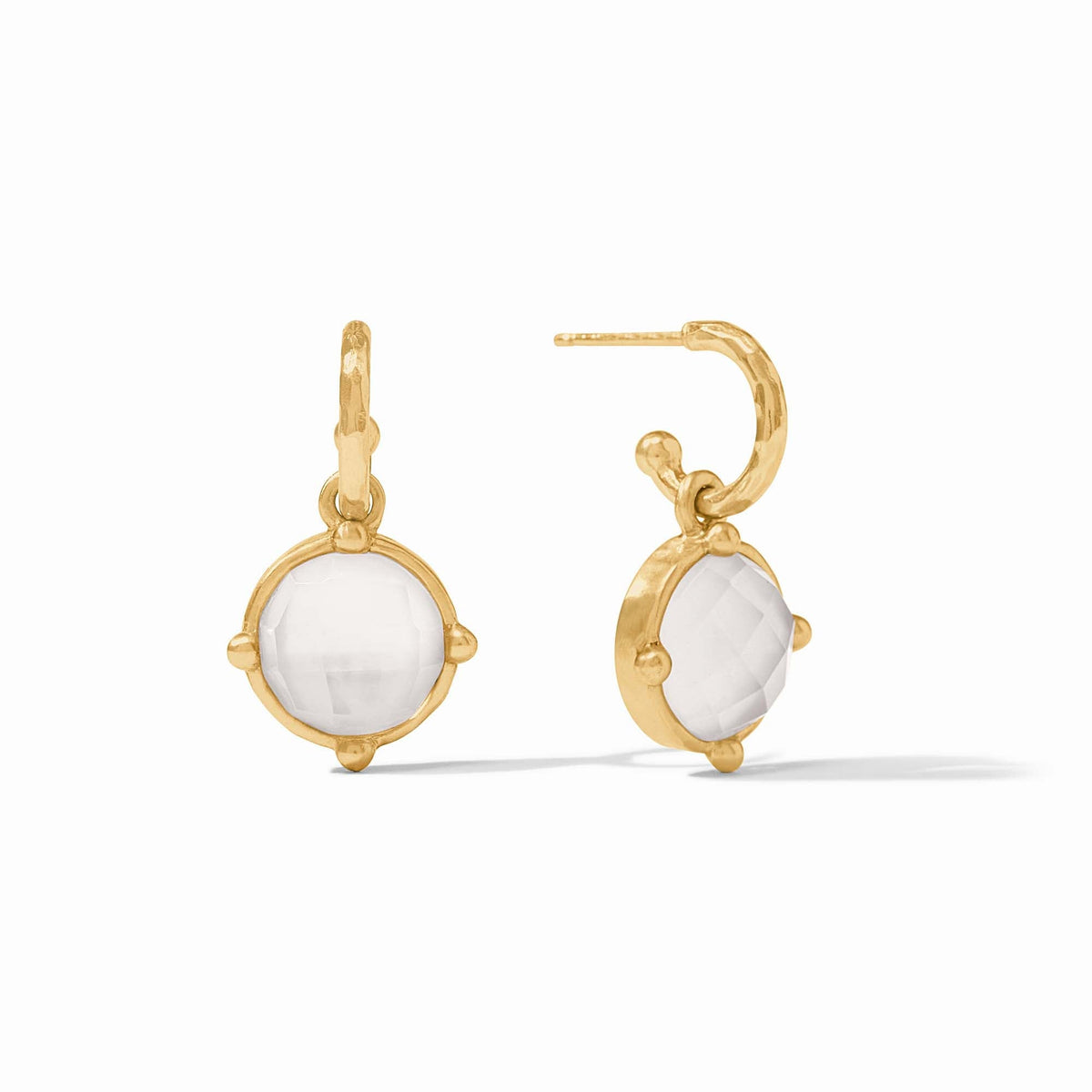 Gold Fleur-de-Lis Hoop & Charm Earring, Assorted colors