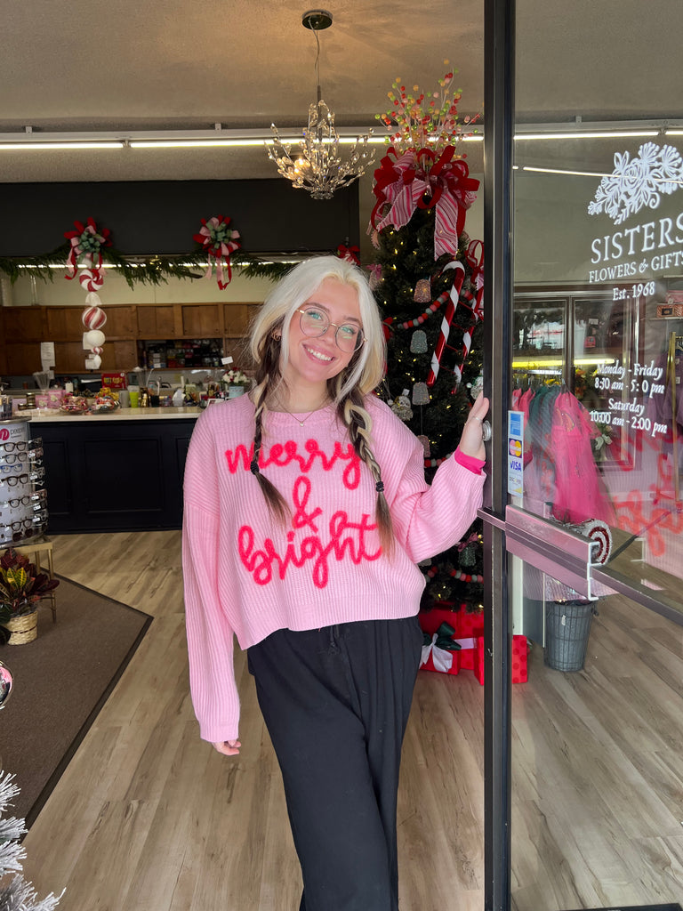 Queen of Sparkles | Neon Pink Merry & Bright Sweater
