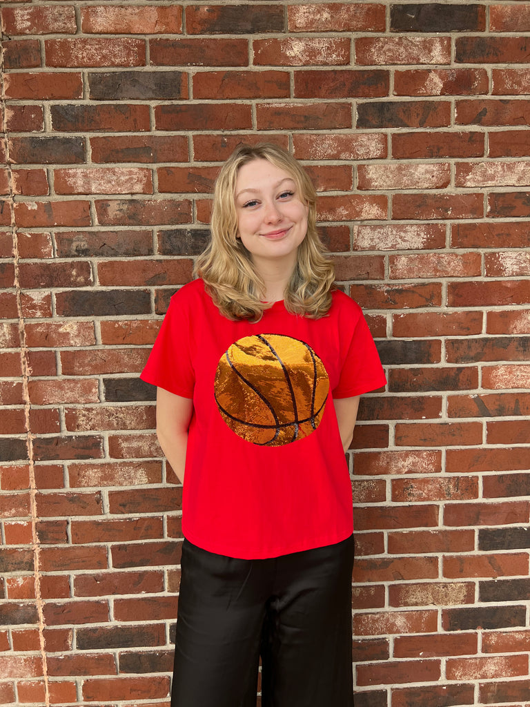 Queen of Sparkles | Red Basketball Tee
