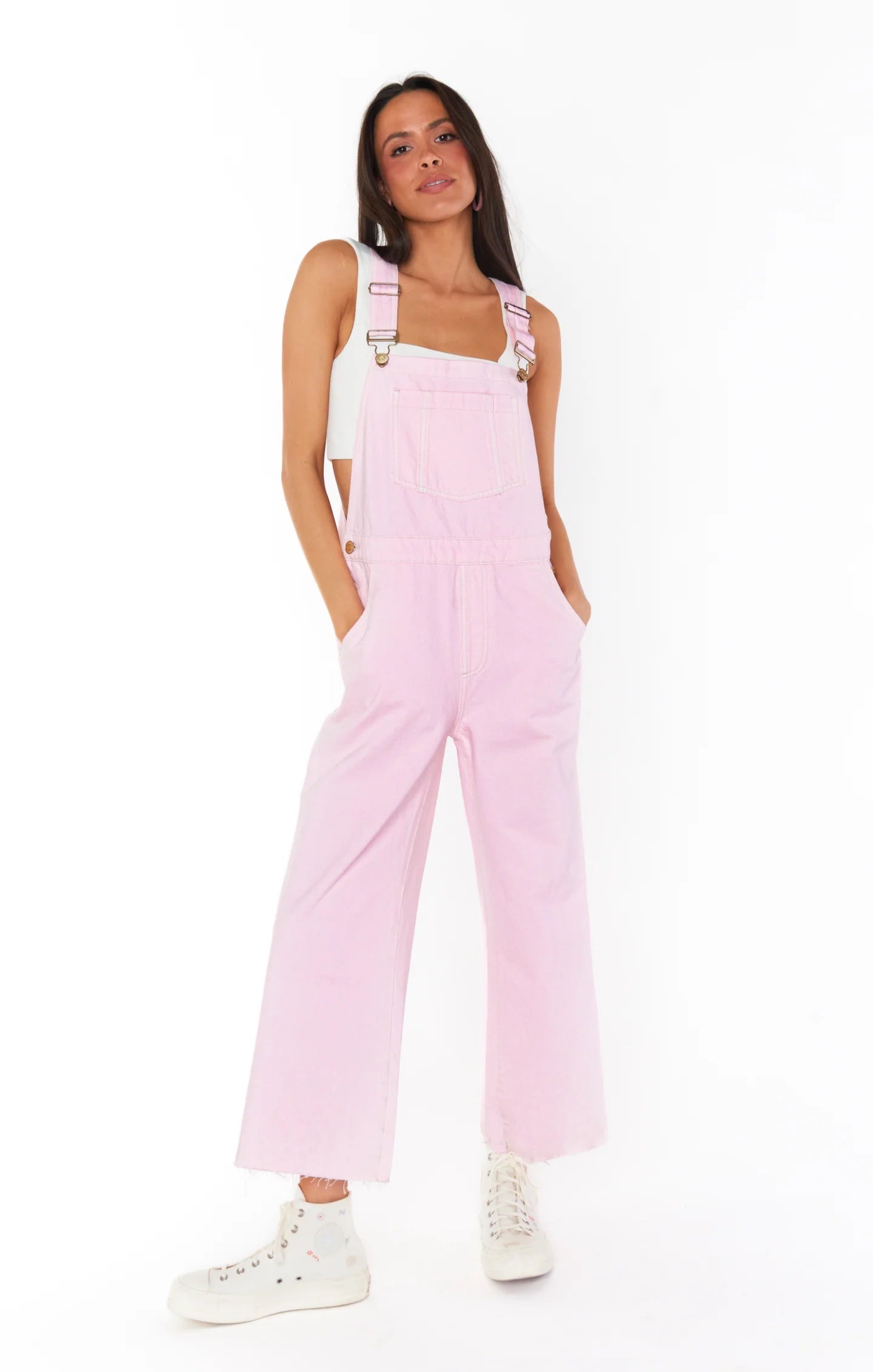 Show Me Your MUMU | Marfa Overalls, Soft Pink Denim