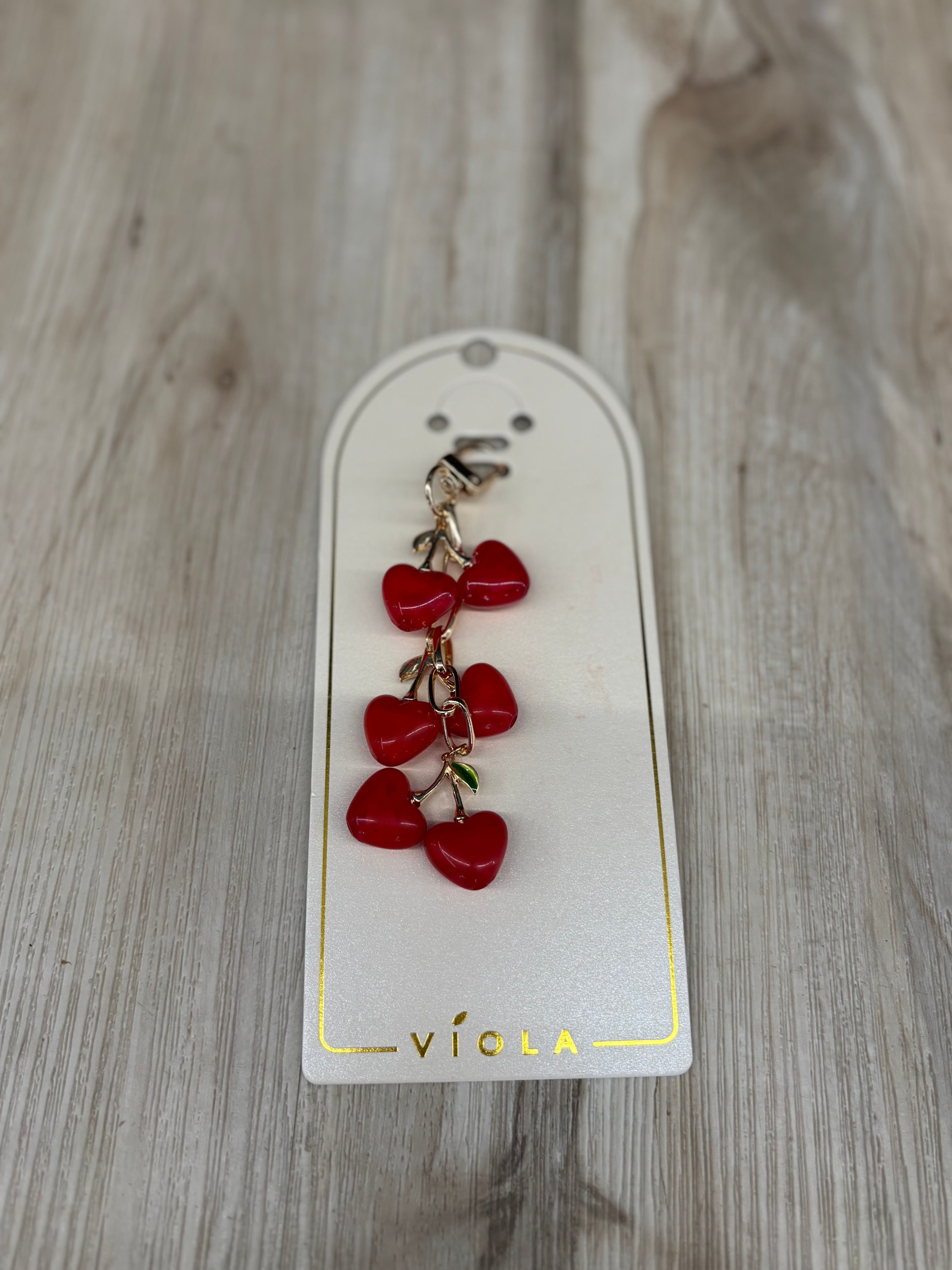 Kenze Panne | Cherry Heart Bag Charm