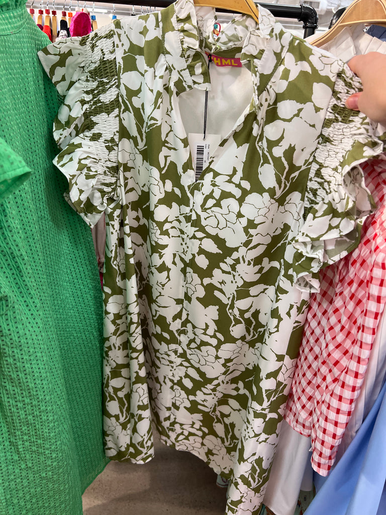 THML | Keep Dreaming Ruffle Sleeve Green Dress