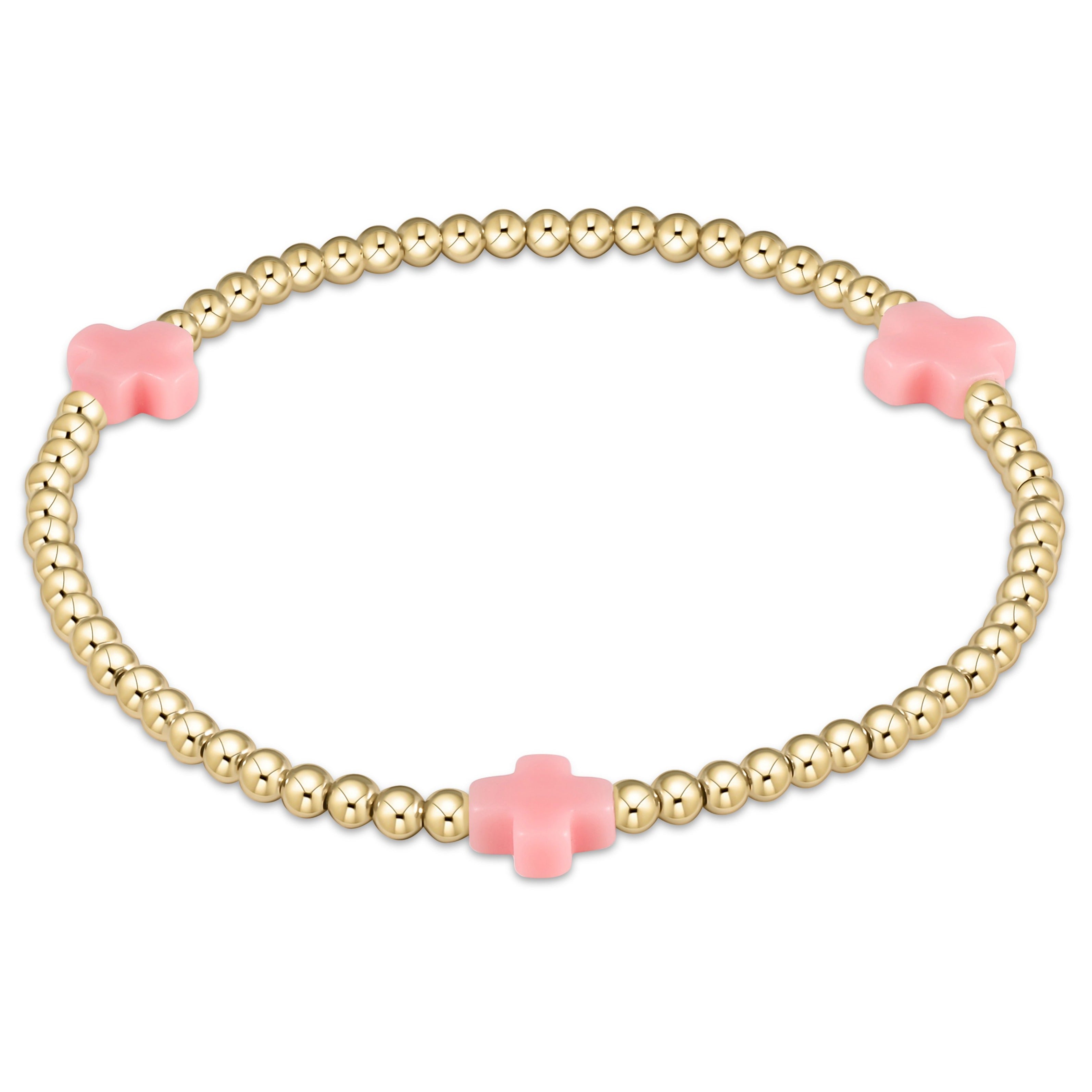 Signature Pink Cross Gold Pattern Bead Bracelet, Assorted Styles