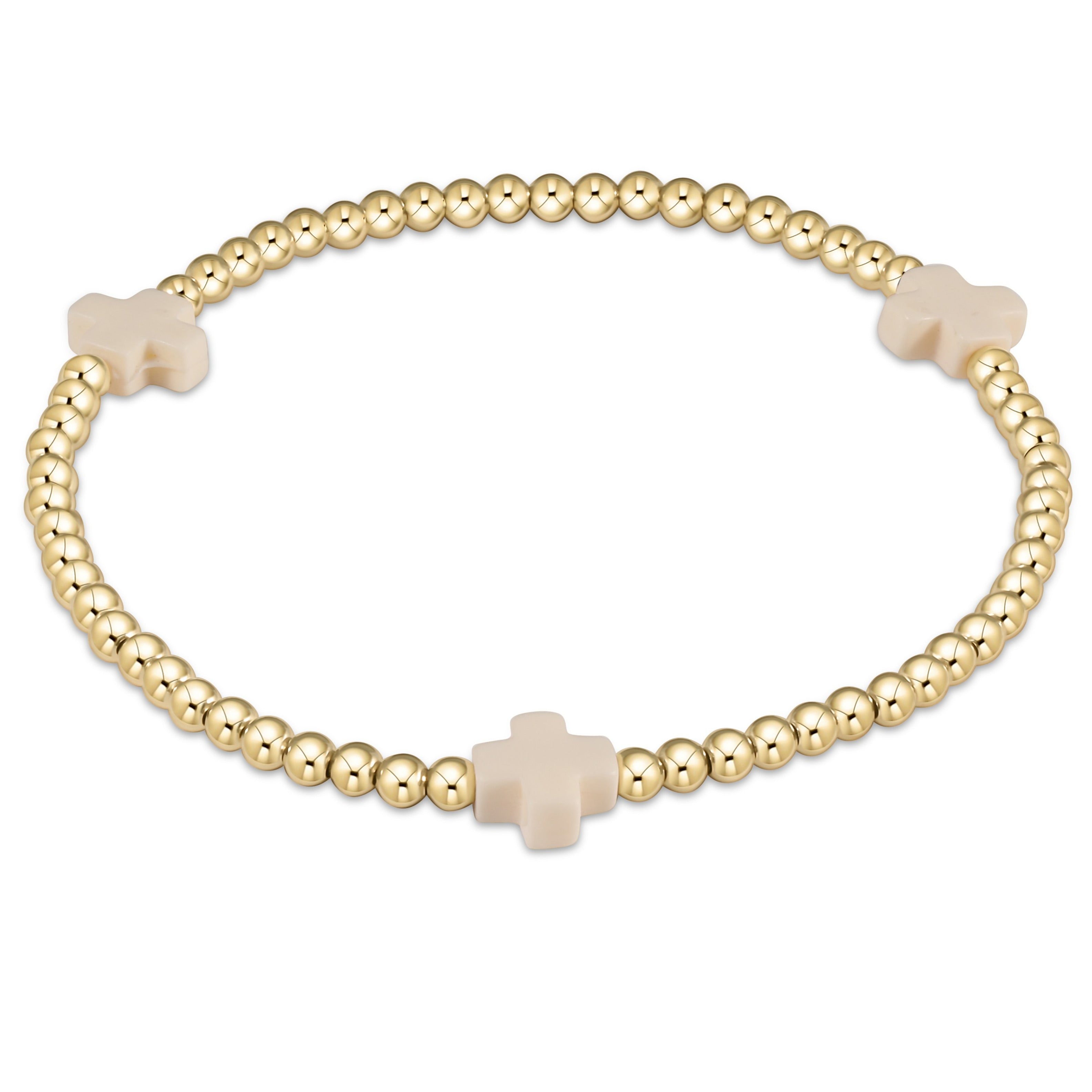 Signature Off White Cross Gold Pattern Bead Bracelet, Assorted Styles