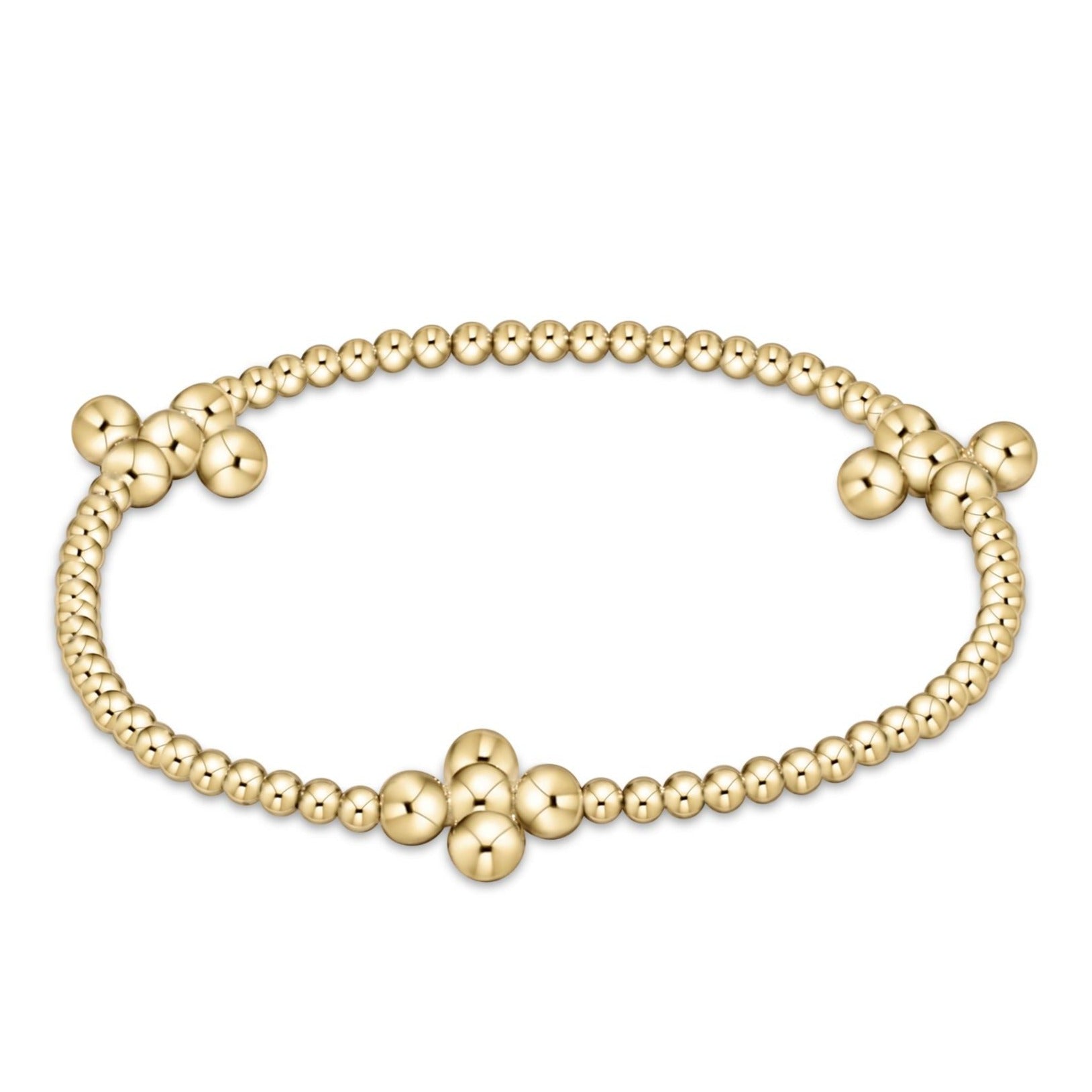 Signature Cross Gold Pattern 2.5mm Bead Bracelet, Classic Beaded Signature Cross Gold, 4mm Bead Gold