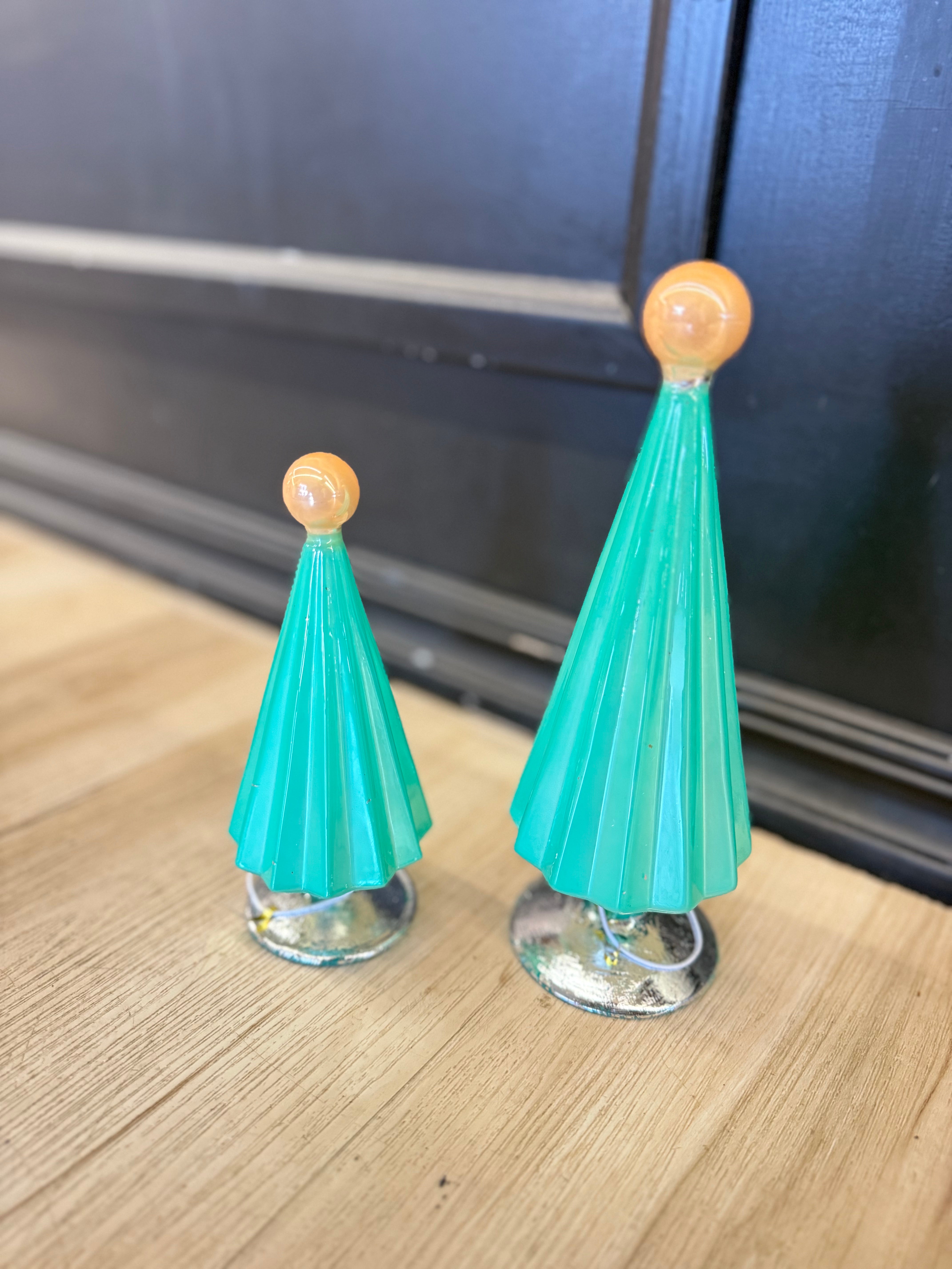Pleated Tree, Green/Gold, Set of 2