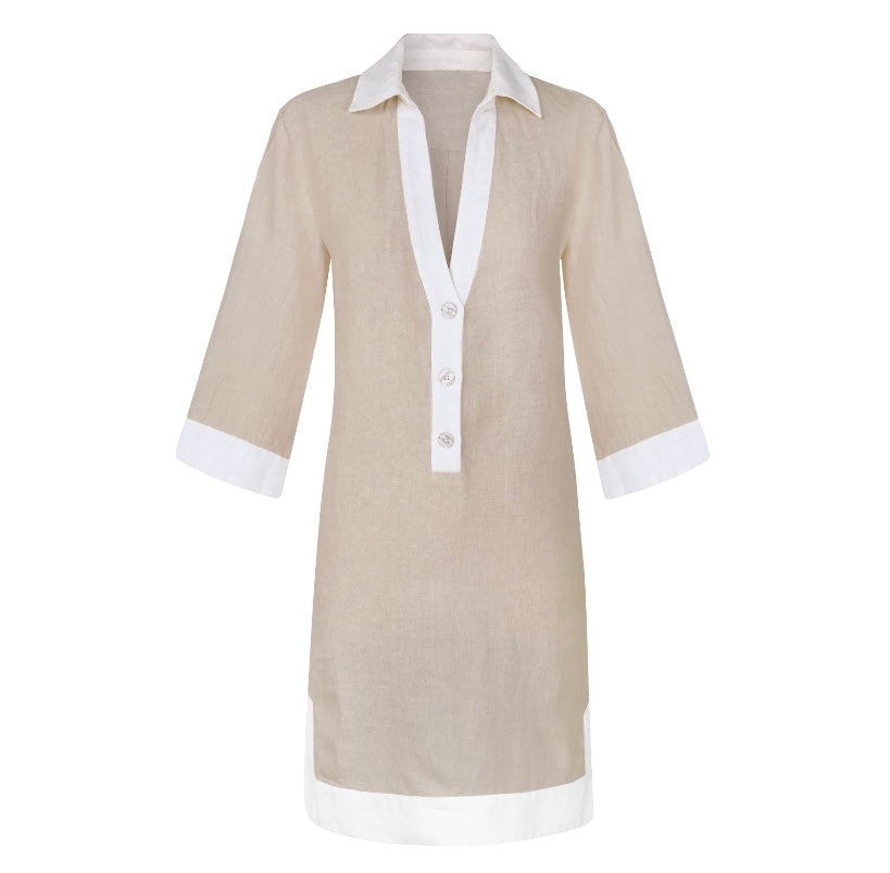 Navy Bleu | Fairfield Tunic Dress in Ecru