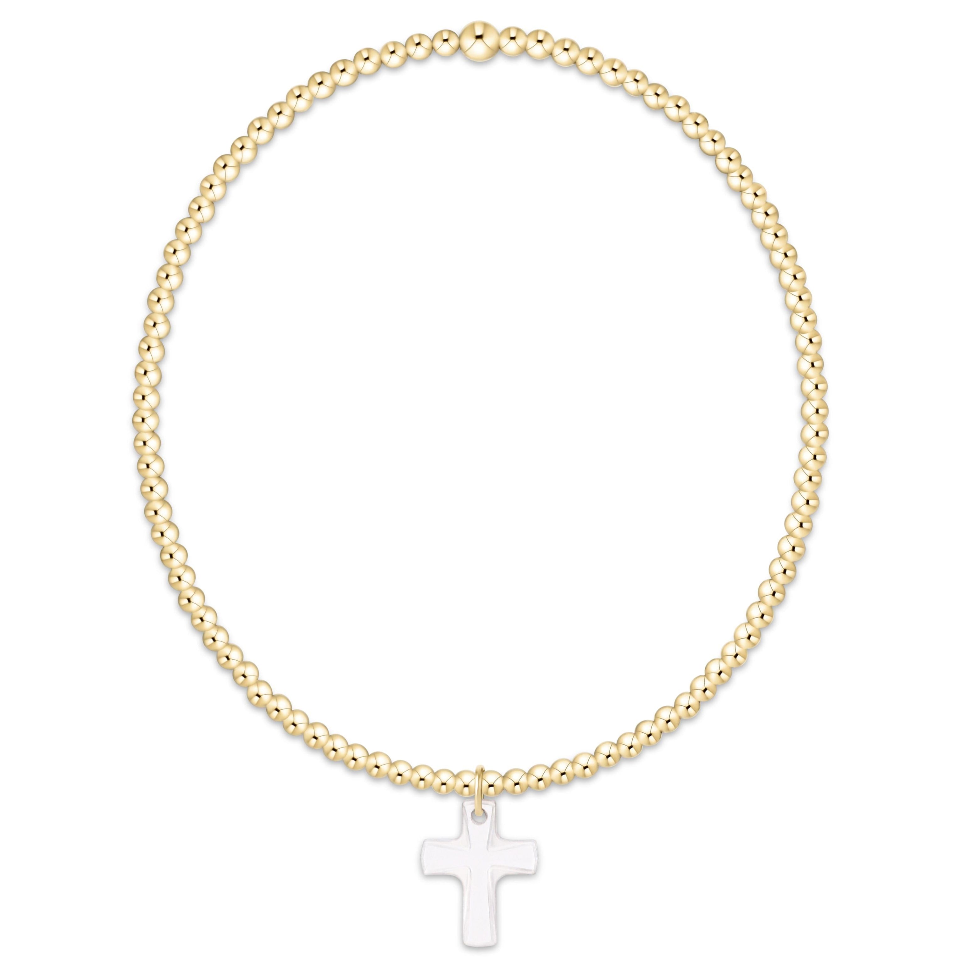 Classic Gold 2mm Bracelet, Blessed Crystal Charm