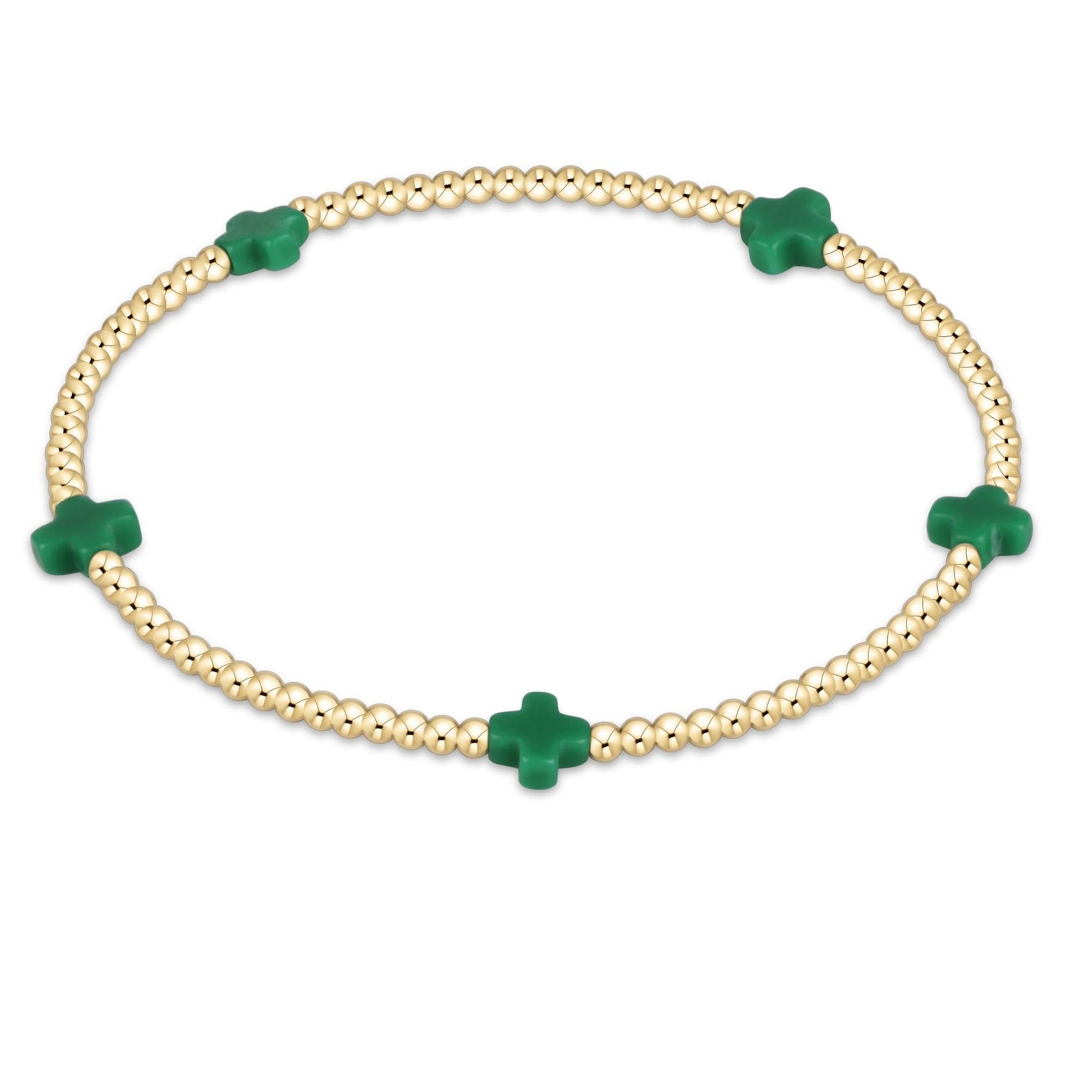 Signature Green Cross Gold Pattern Bead Bracelet, Assorted Styles