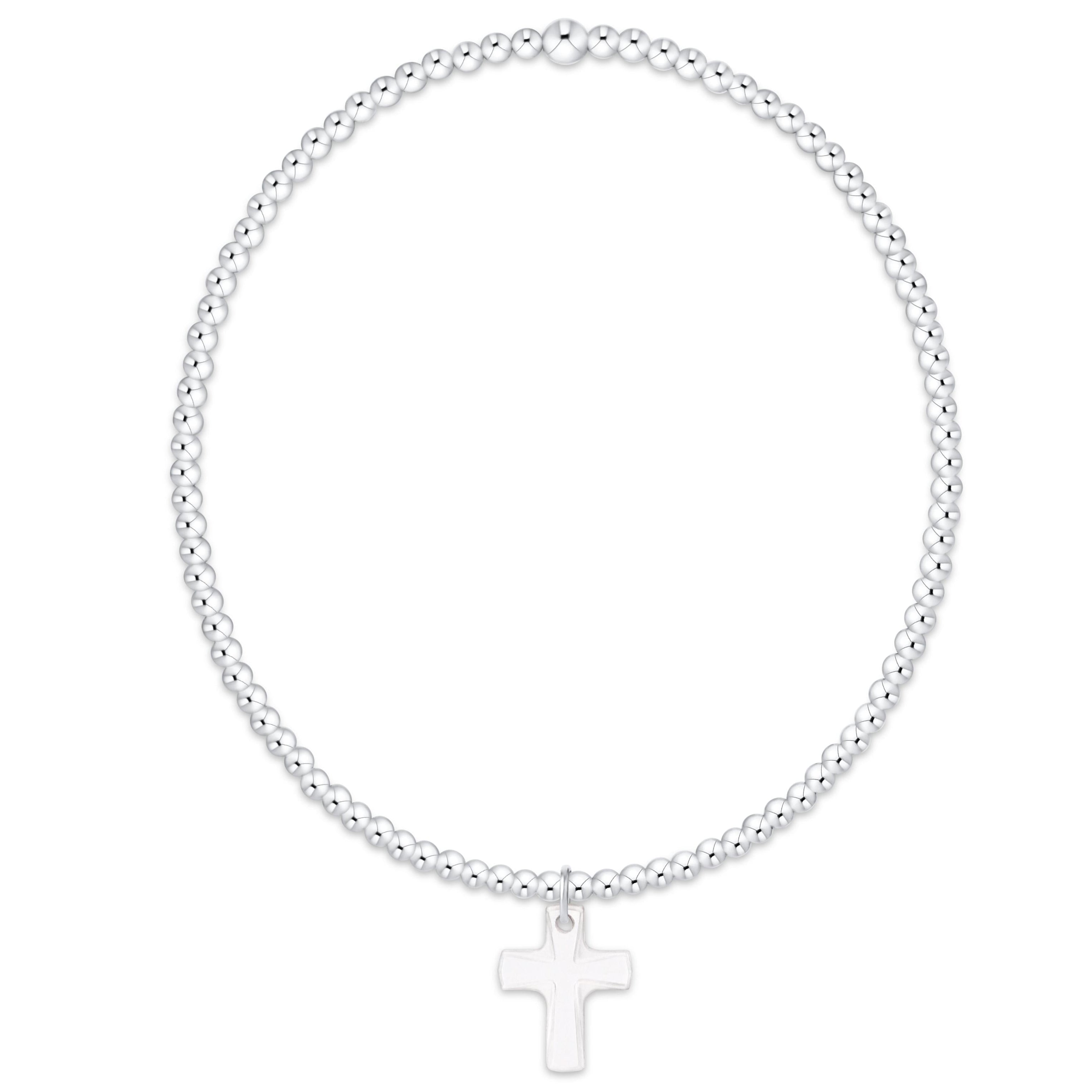 Classic Sterling 2mm Bracelet, Blessed Crystal Charm