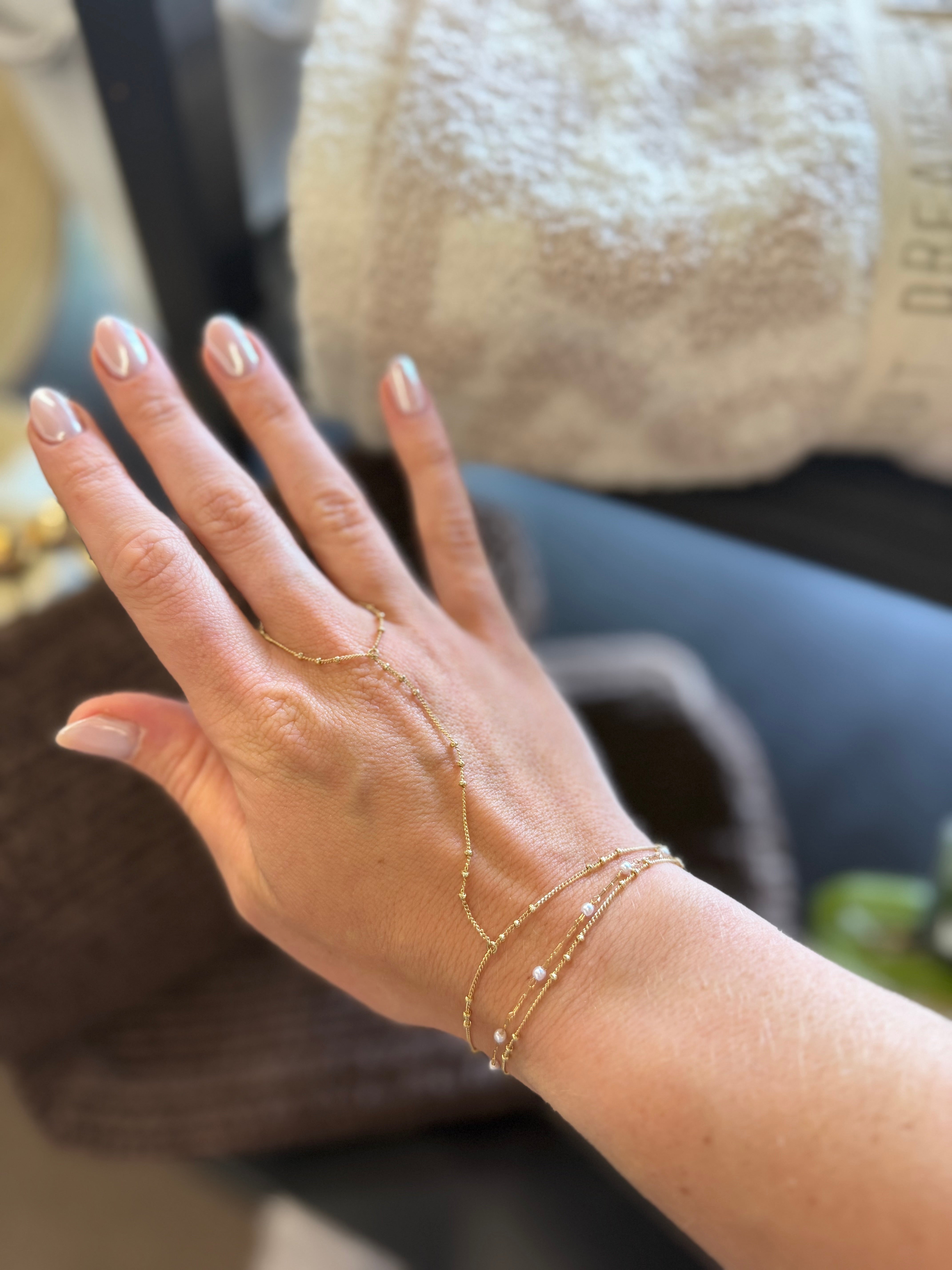 Layered Pearl Station Hand Chain