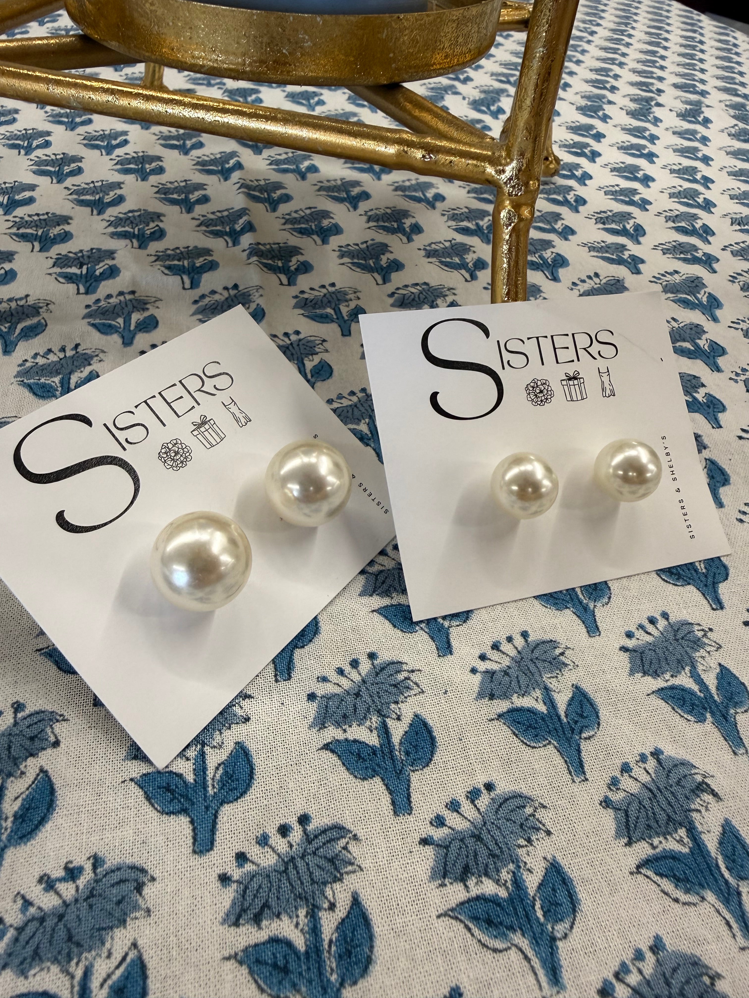Oversized Cream Pearl Earring Studs, Assorted Sizes