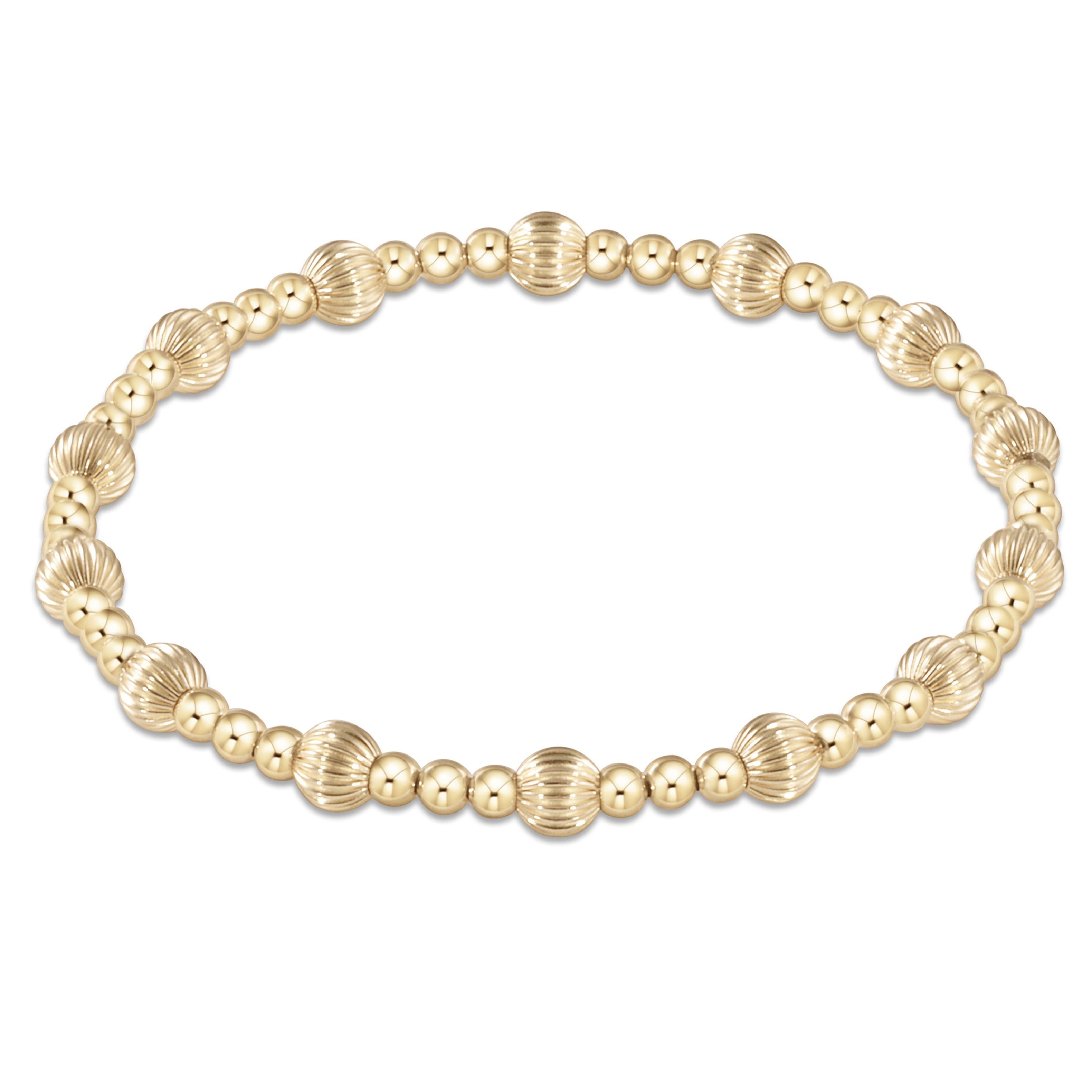 Gold Dignity Sincerity Pattern 5mm Bead Bracelet