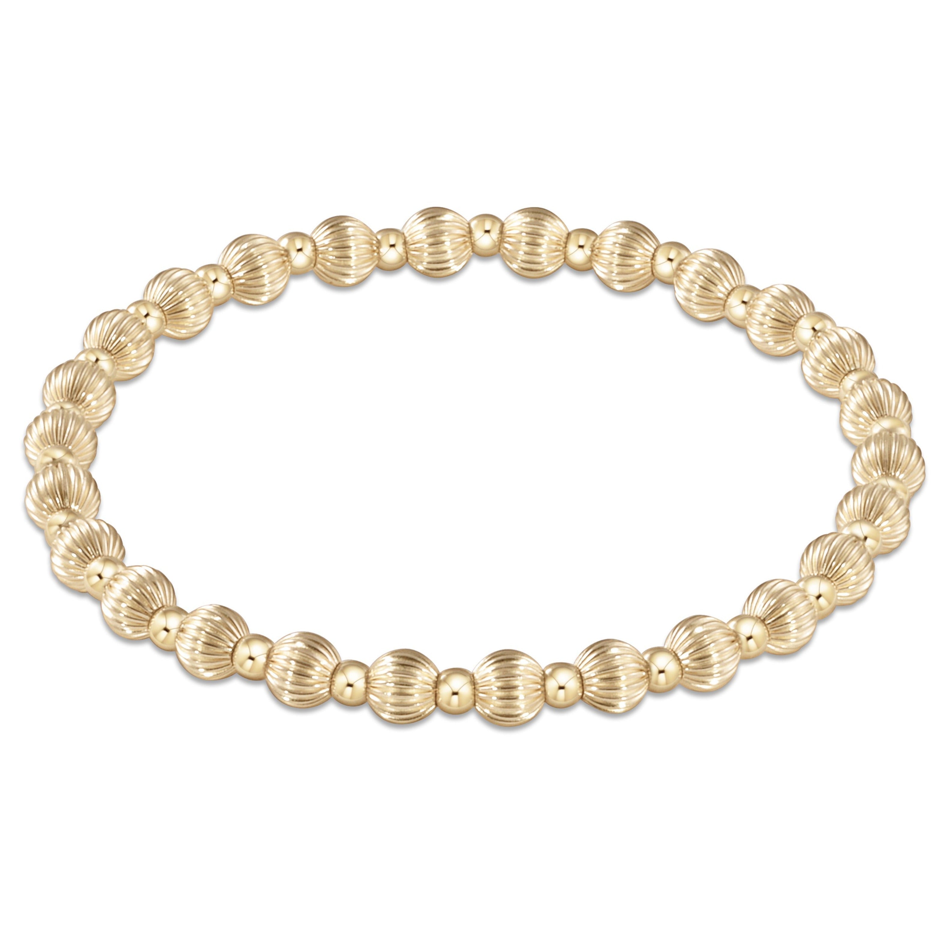 Gold Dignity Grateful Pattern 5mm Bead Bracelet
