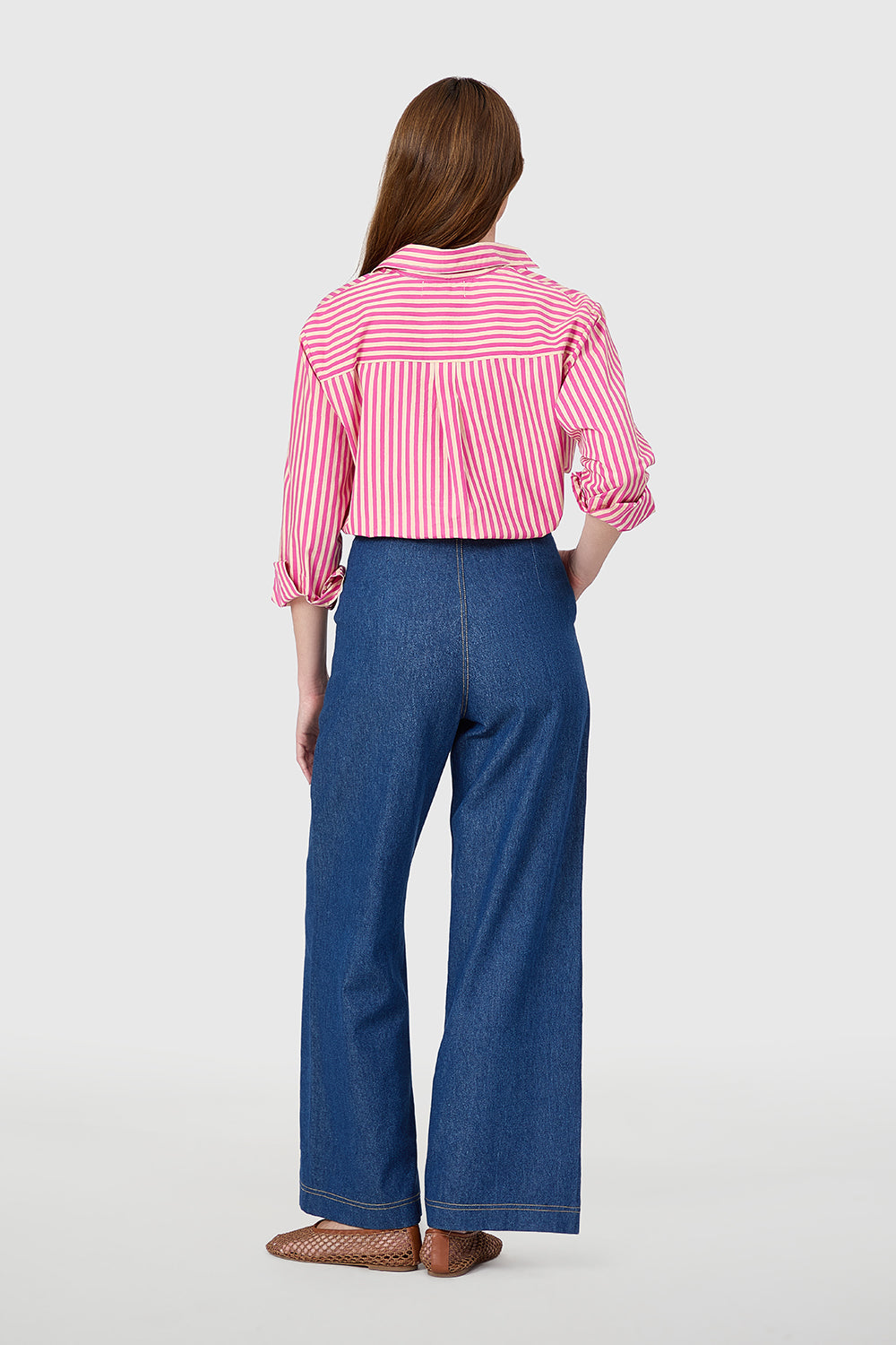 The Boyfriend Shirt, Raspberry Pinstripe
