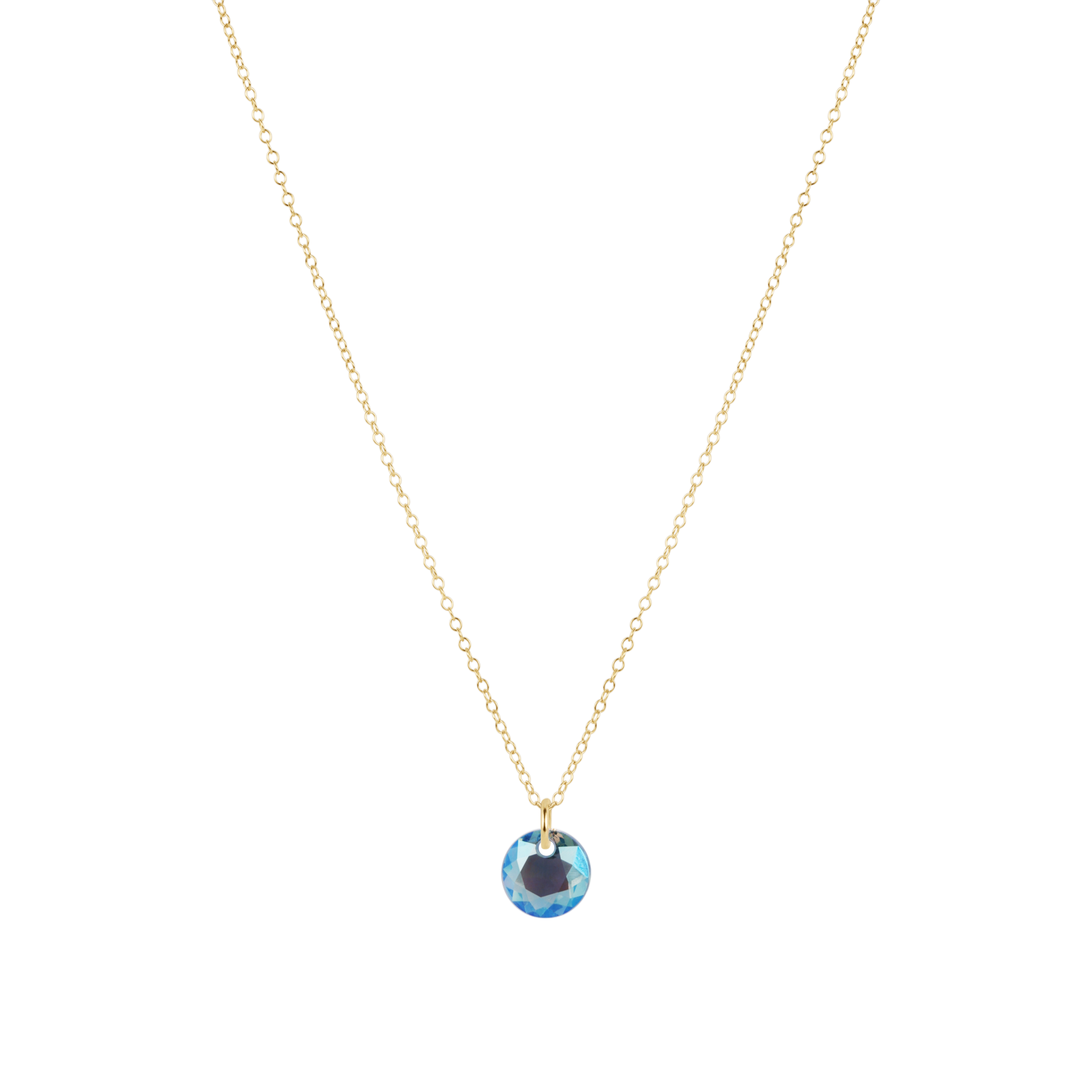 16" Necklace Gold,  Reflection Small Charm