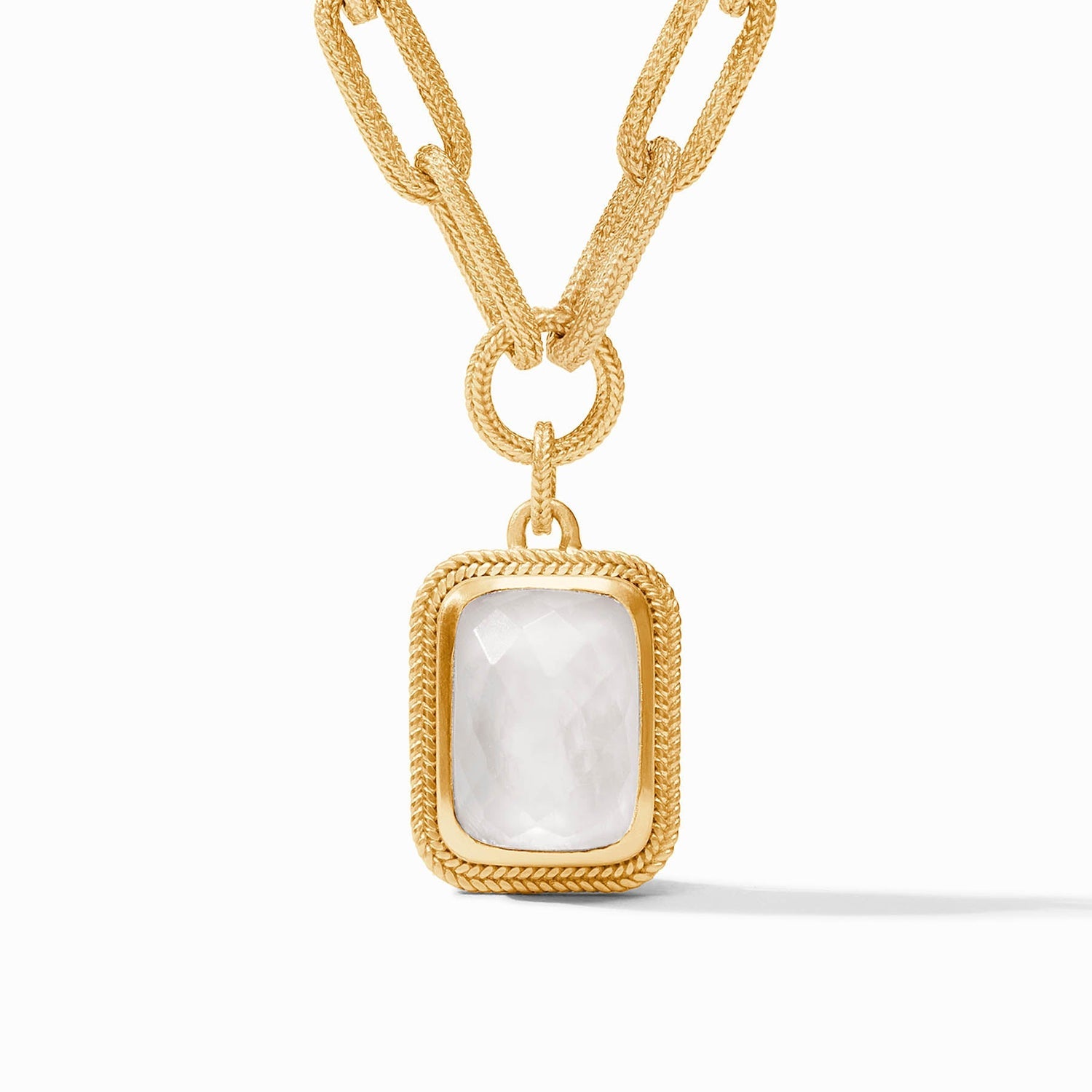 Julie Vos | Cheval Paperclip Statement Necklace, Iridescent Clear Crystal