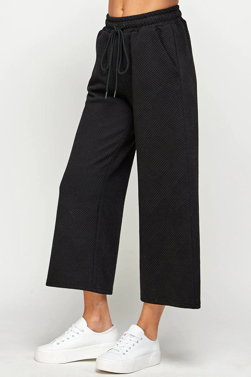 Hamptons Textured Cropped Wide Pants, Assorted Colors