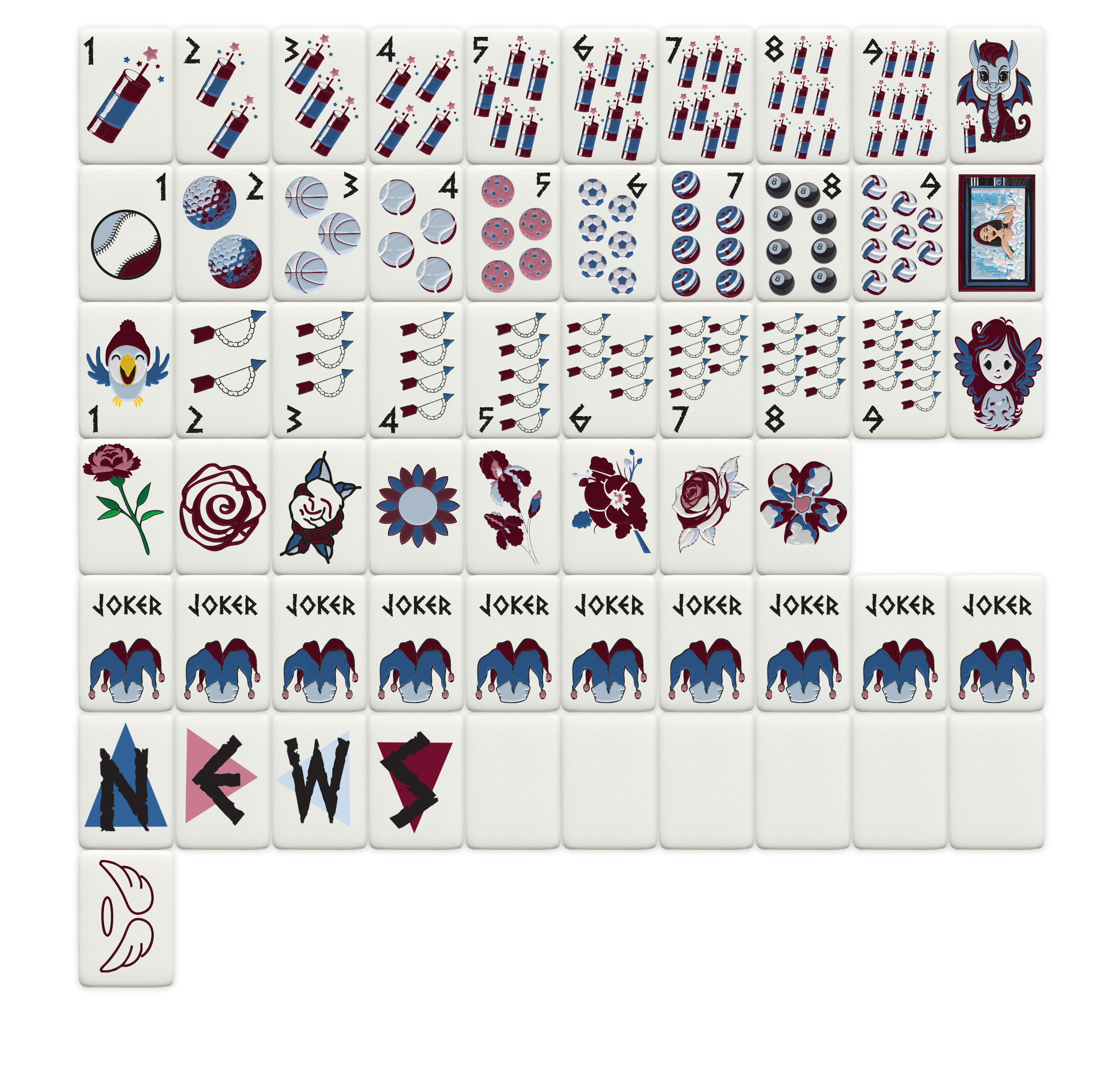 Sorority Mahjong Tiles, Assorted Sororities