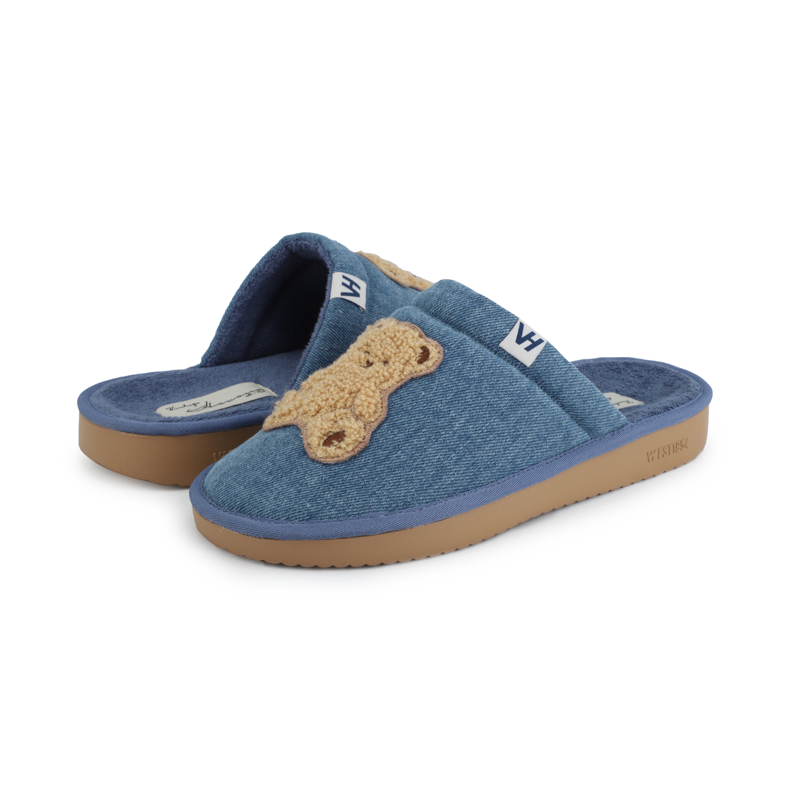 Denim Blue Teddy Slipper